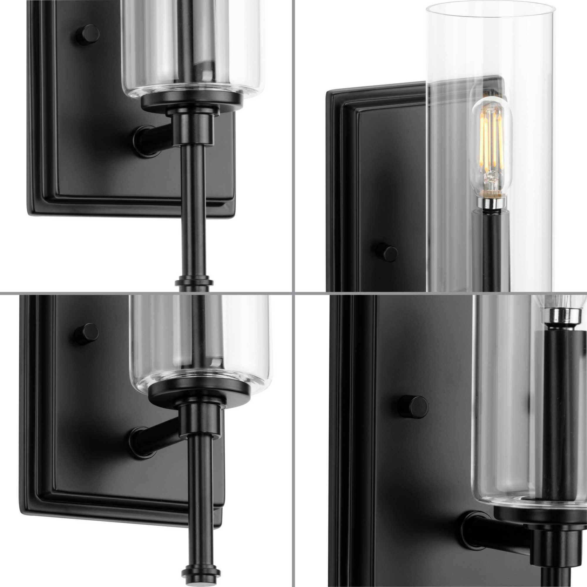 Shown in Matte Black finish and Clear glass