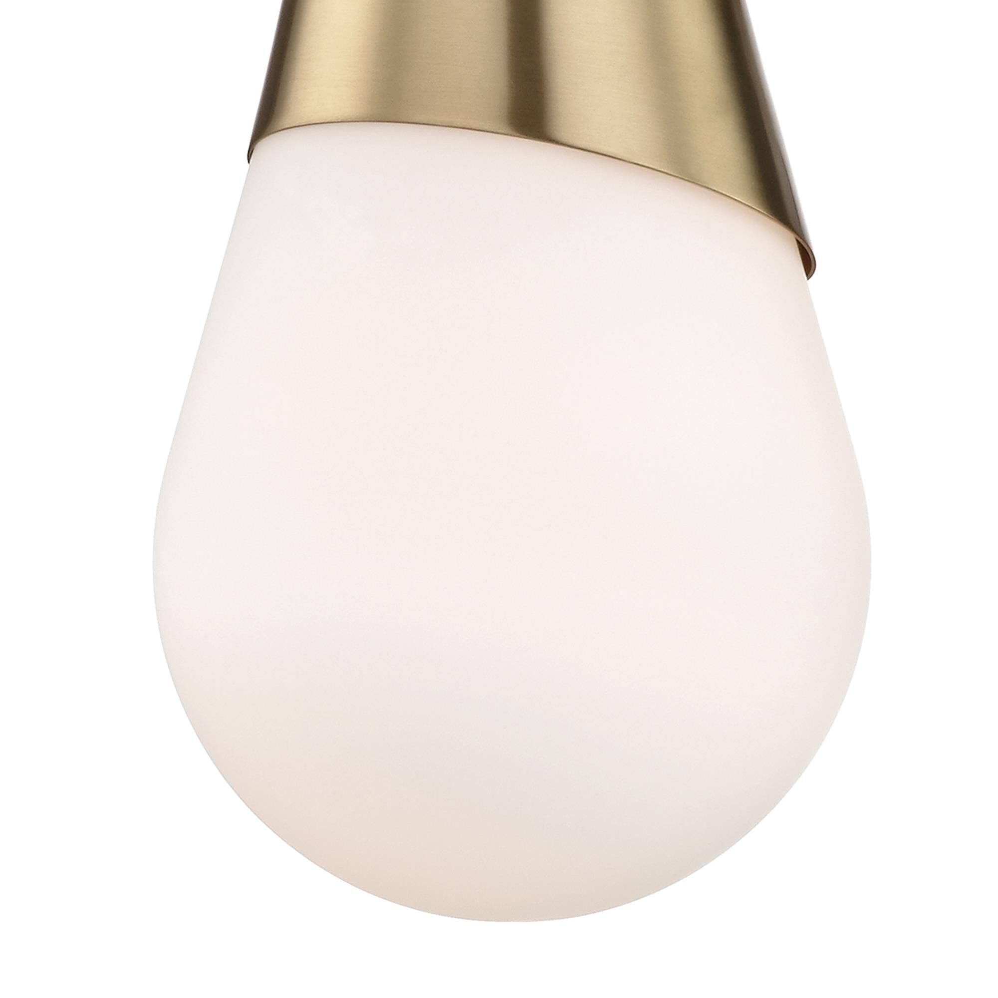 Shown in Aged Brass finish and Opal Etched glass