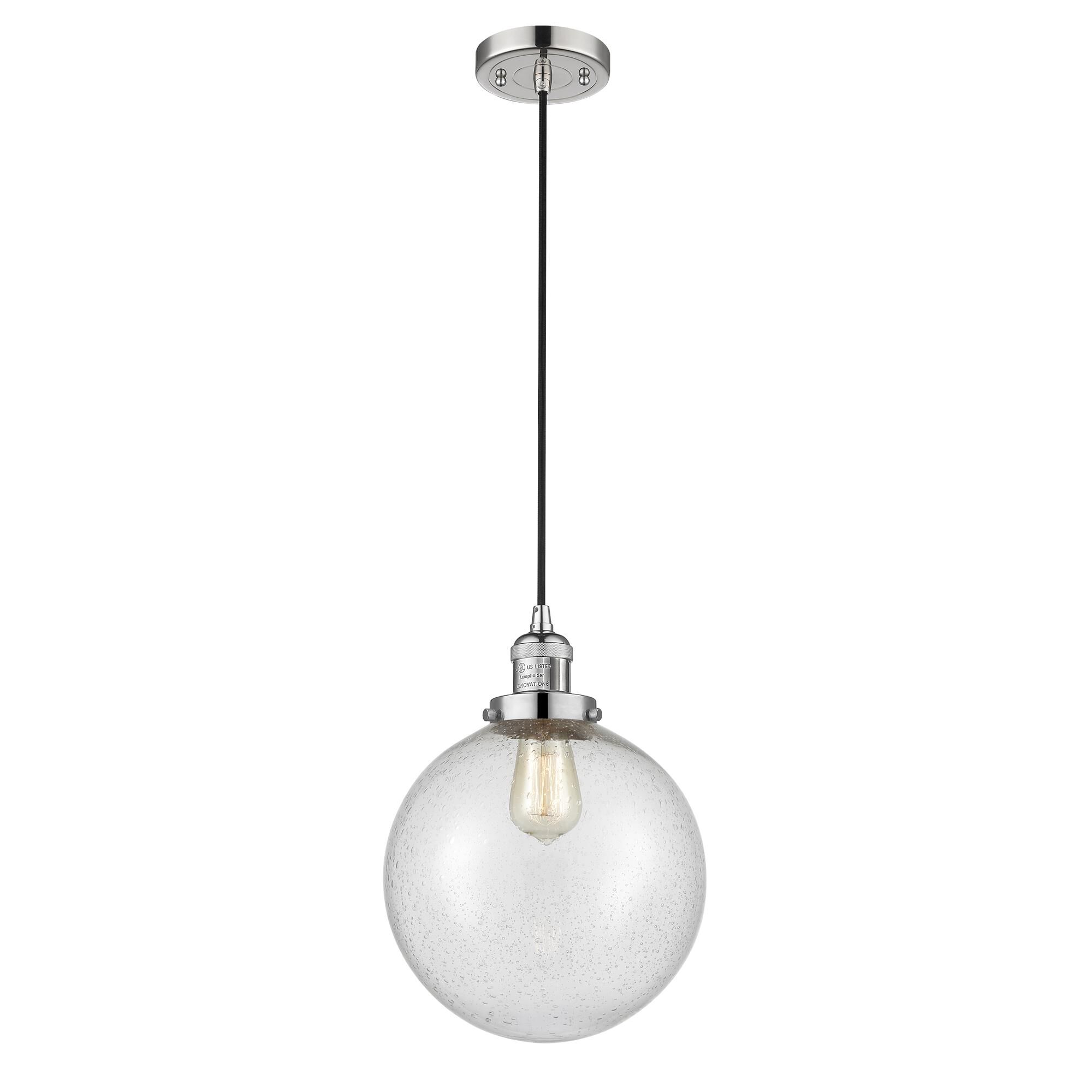 Shown in Polished Nickel finish and Seedy glass