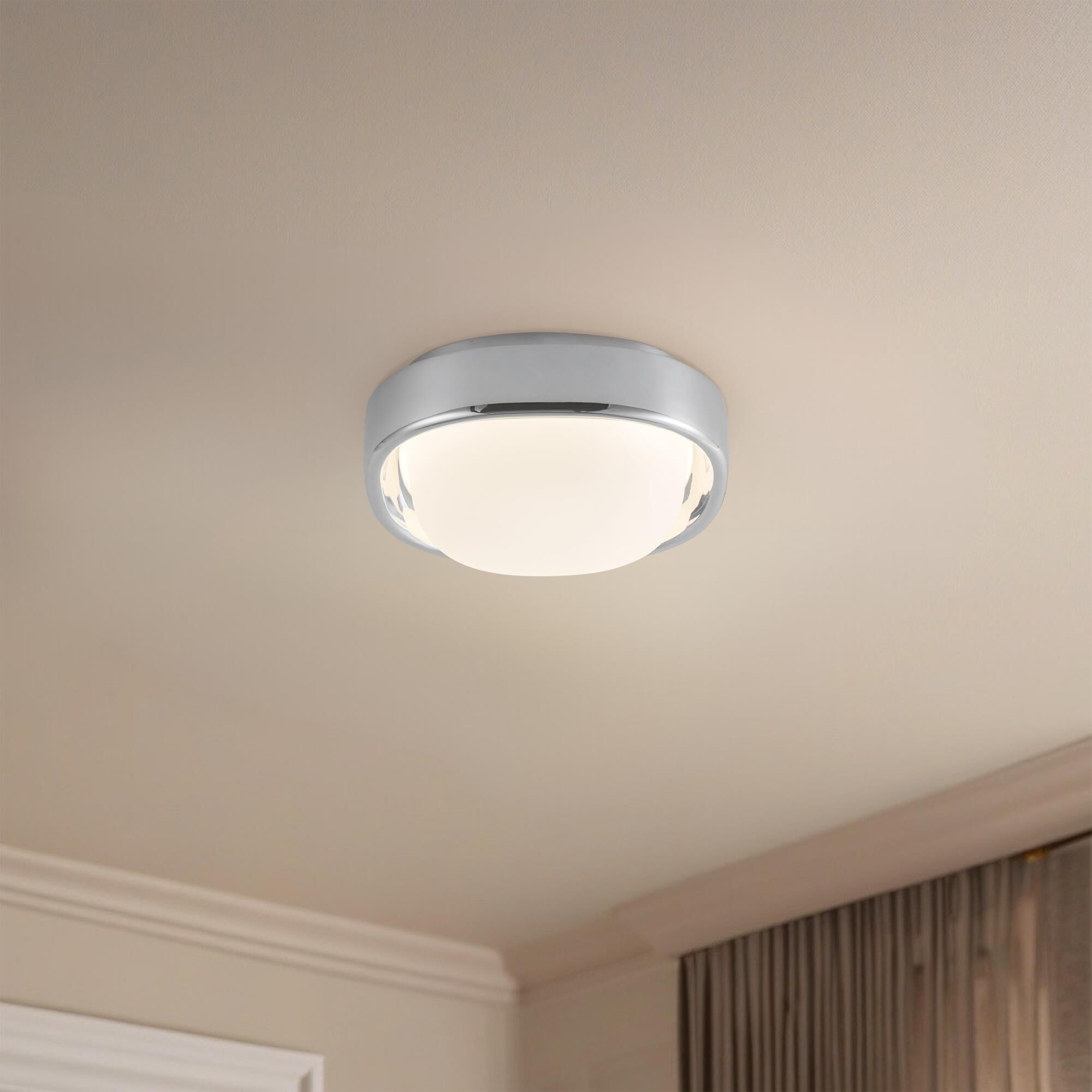 Shown in Chrome finish and Matte Opal glass