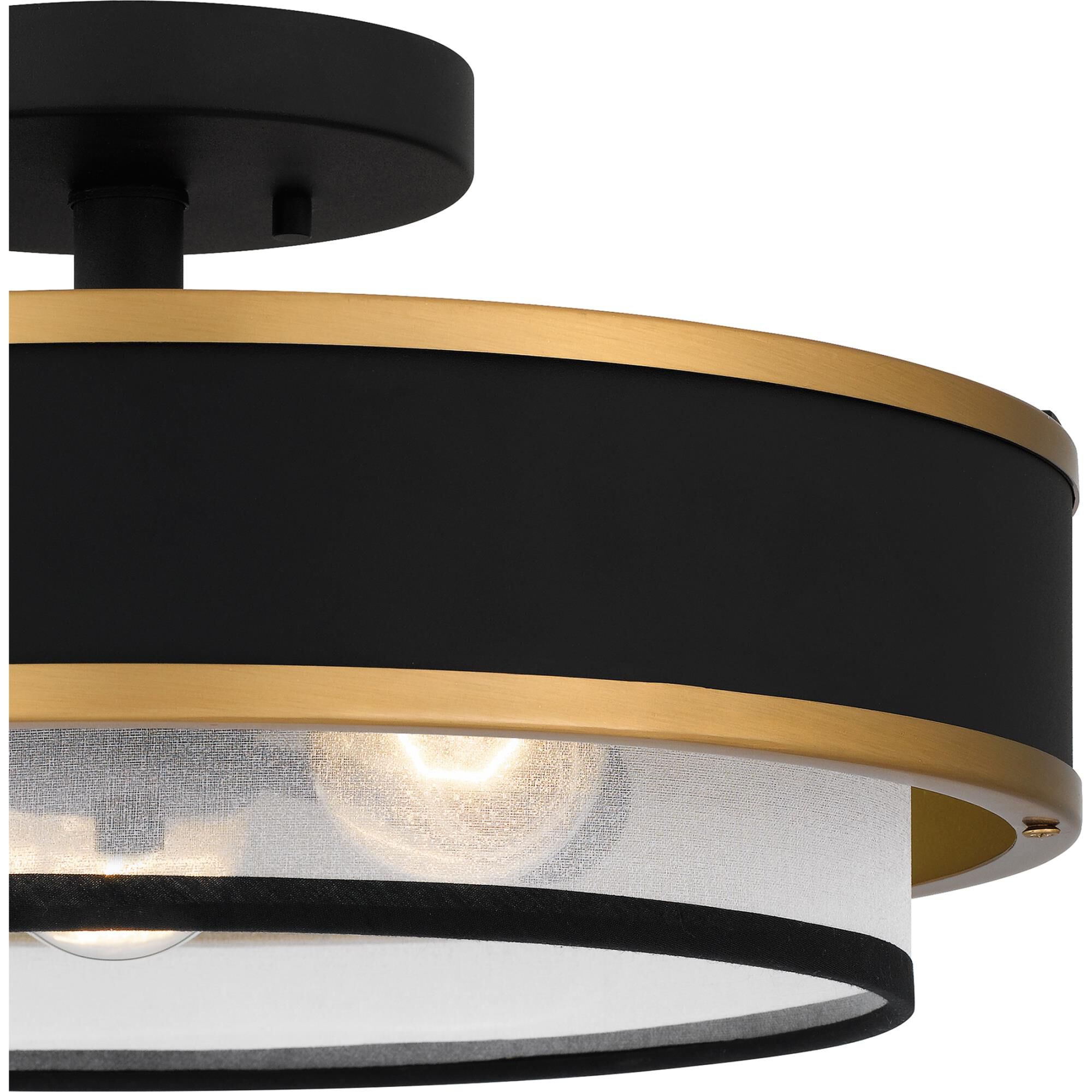 Lockwood 15 Inch 3 Light Semi Flush Mount by Quoizel