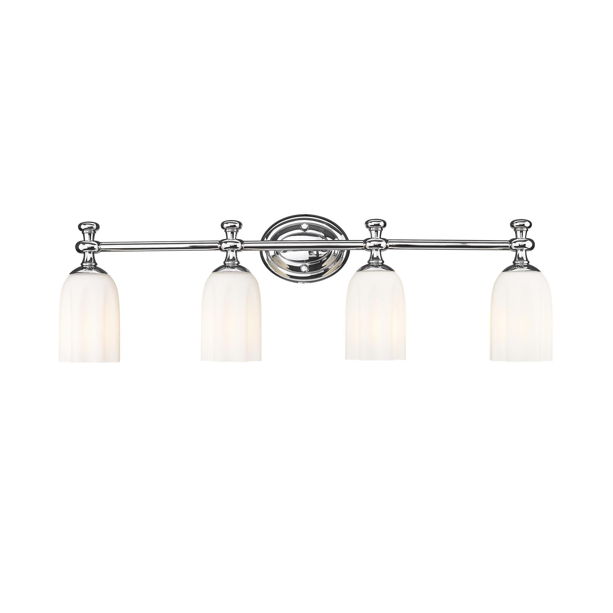 Shown in Chrome finish and Opal Etched glass and Opal Etched shade