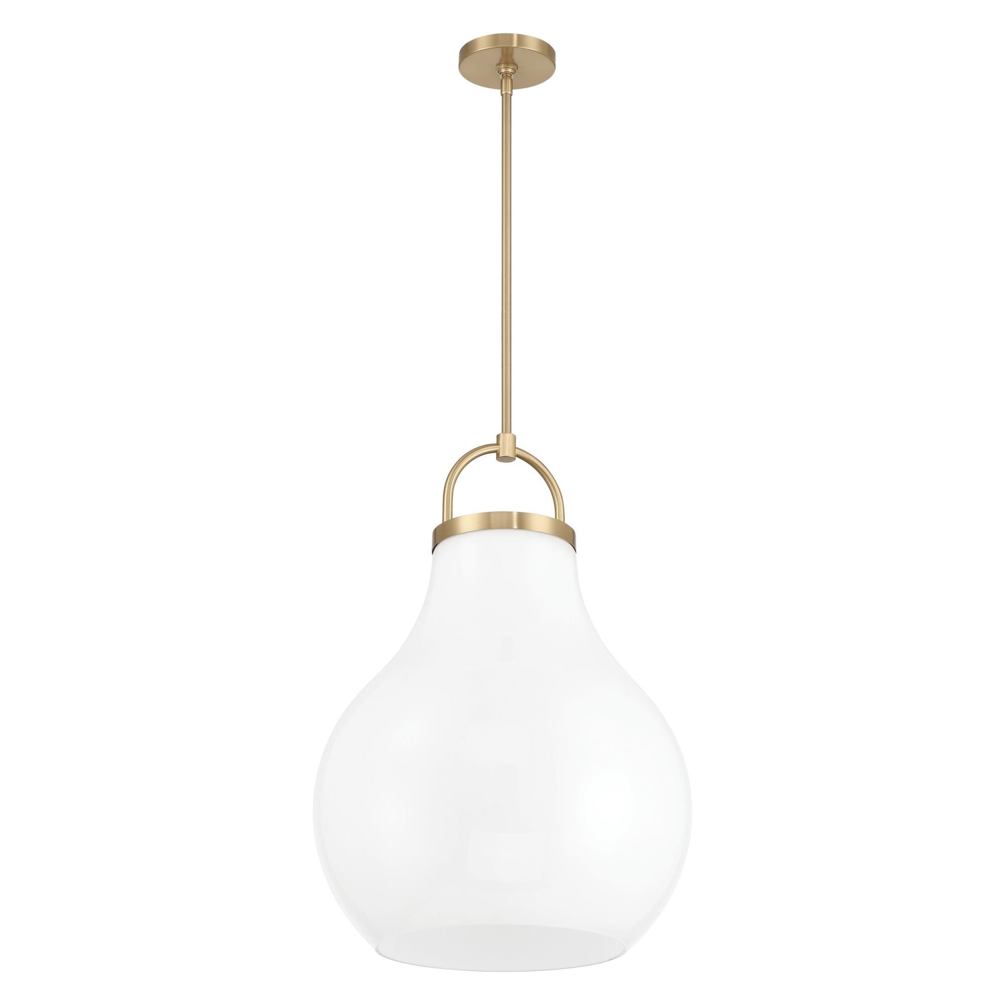 Shown in Champagne Gold finish and Opal glass