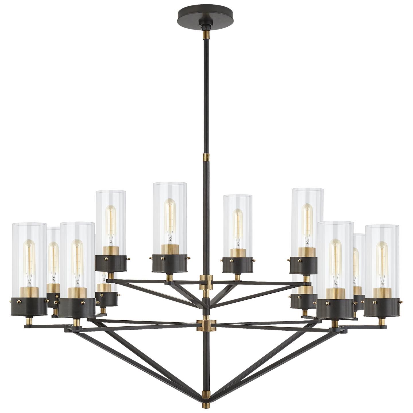 Shown in Bronze And Hand-Rubbed Antique Brass finish and Clear glass