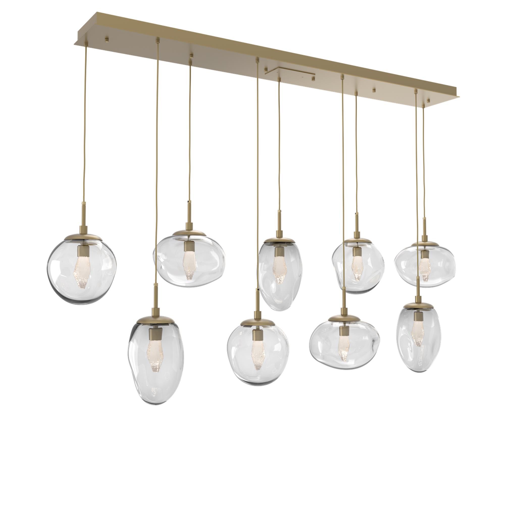 Shown in Gilded Brass finish and Geo Inner Clear Outer glass