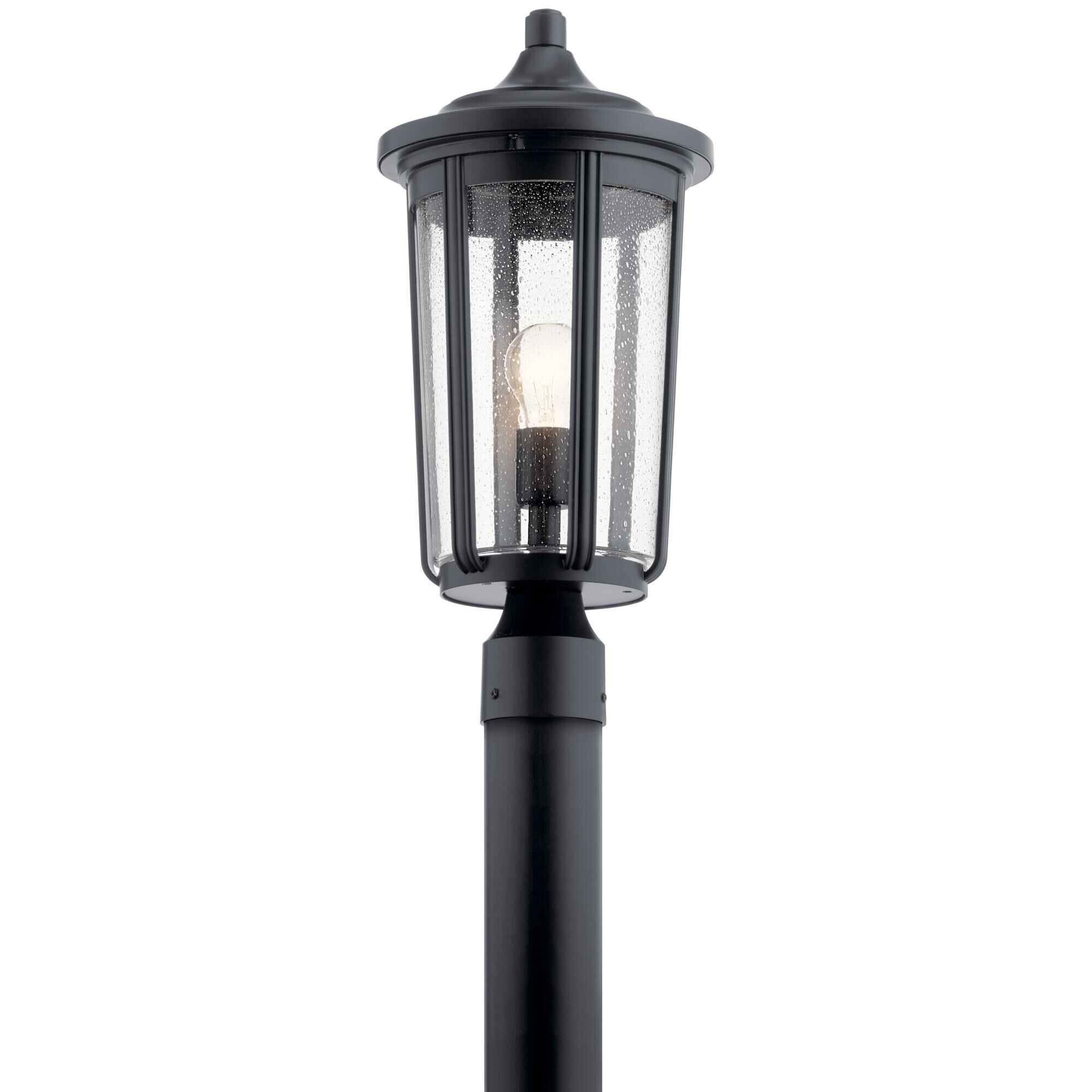Shown in Black finish and Clear Seeded glass