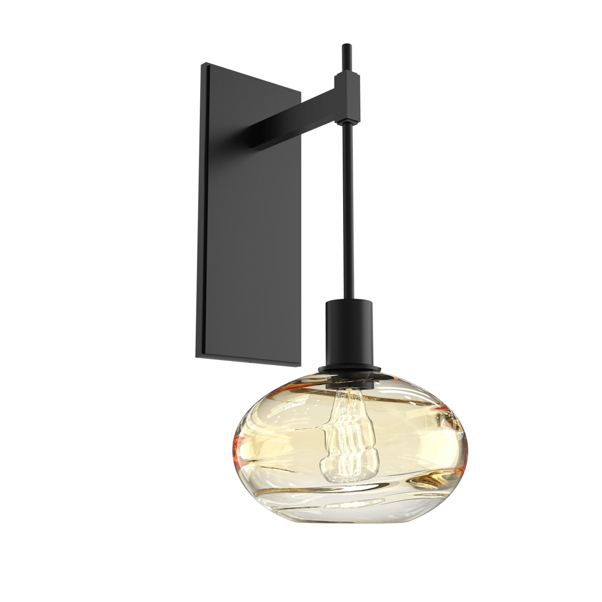 Shown in Matte Black finish and Optic Blown Amber glass