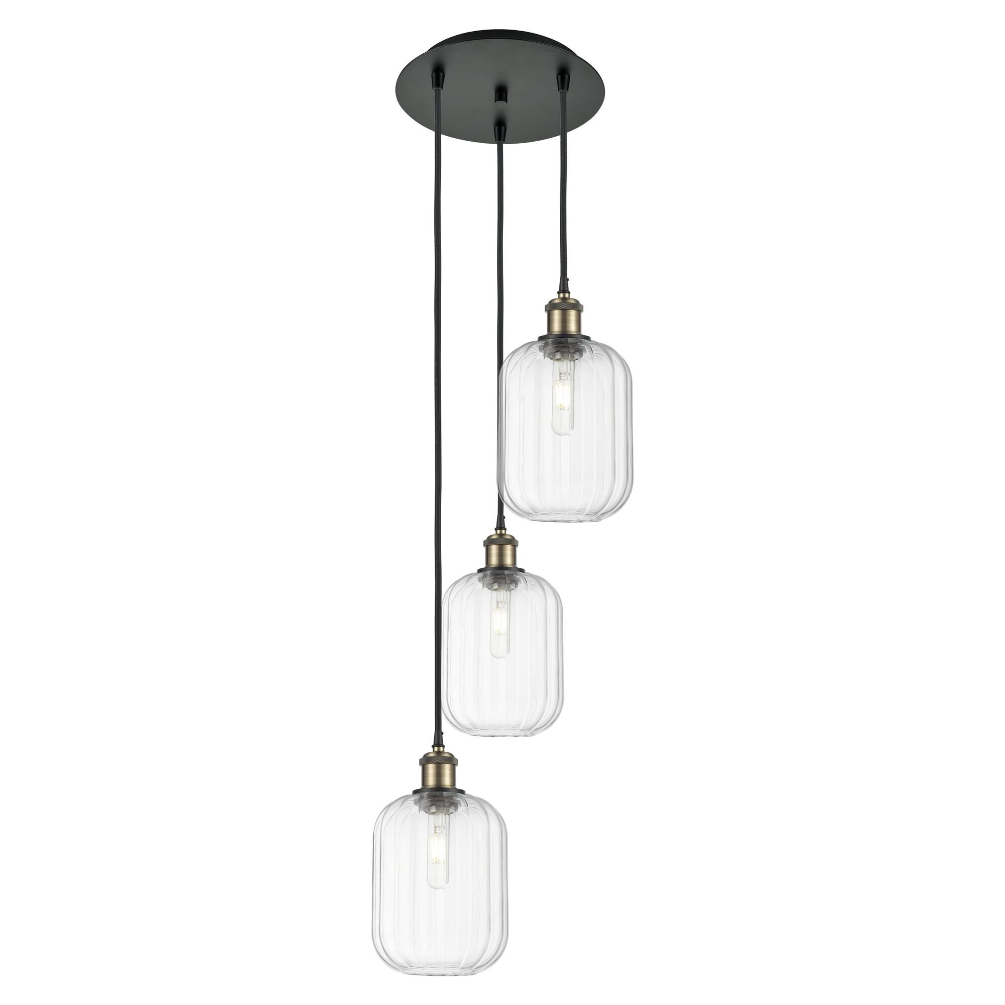 Shown in Black Antique Brass finish and Clear glass