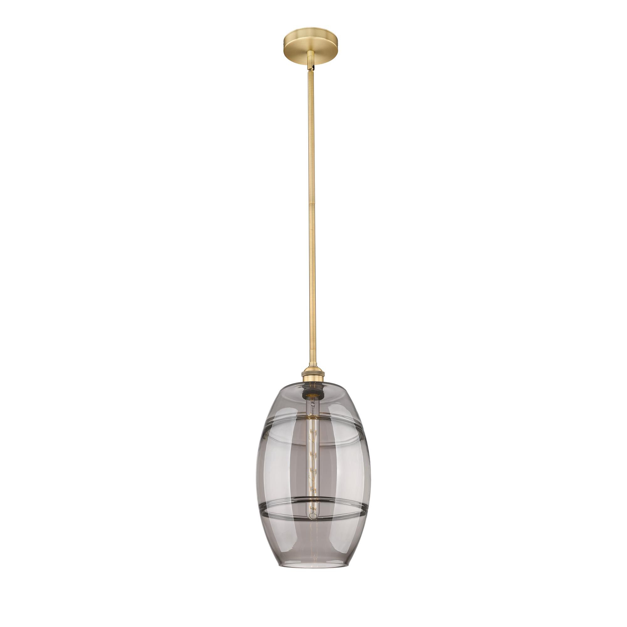 Shown in Brushed Brass finish and Light Smoke glass