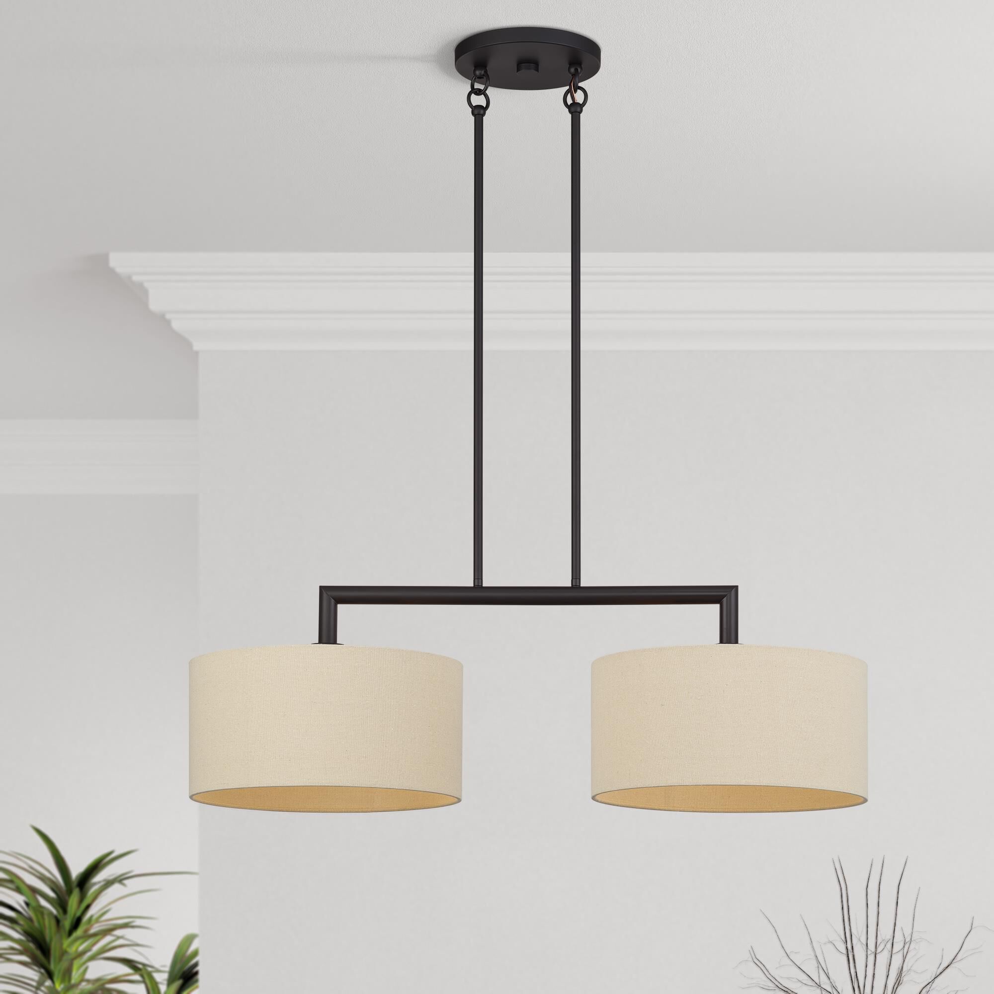 Shown in Bronze finish and Hand Crafted Parchment Color Hardback Fabric shade