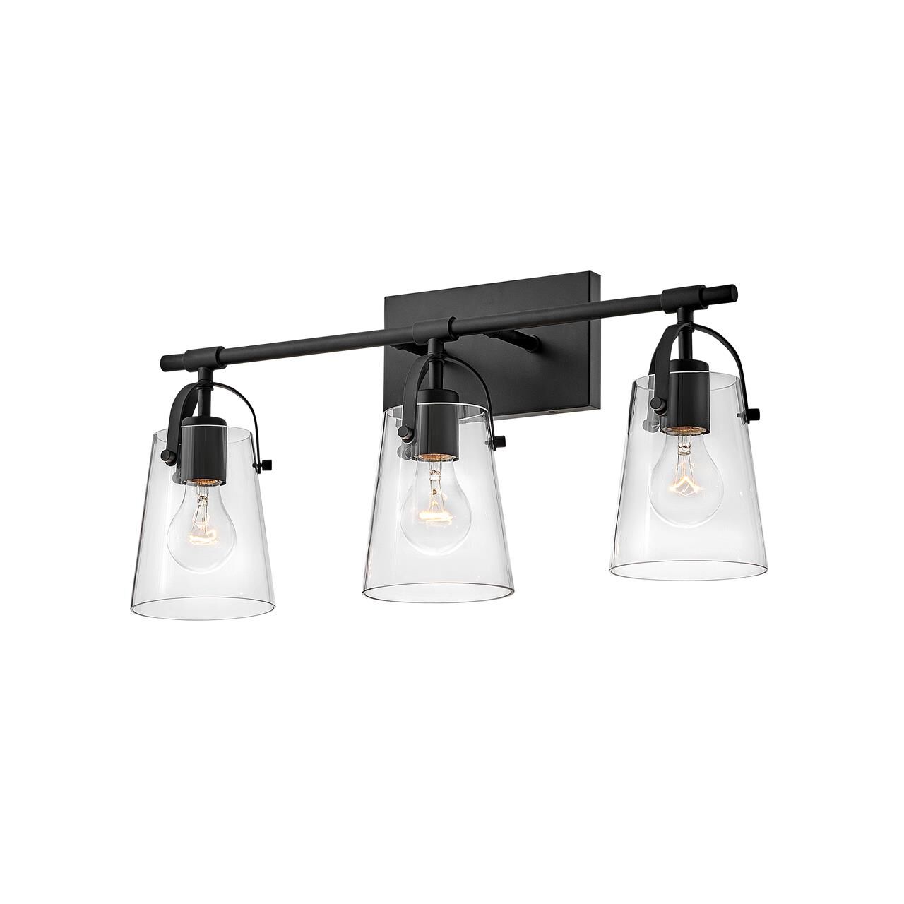 Shown in Black finish and Clear glass