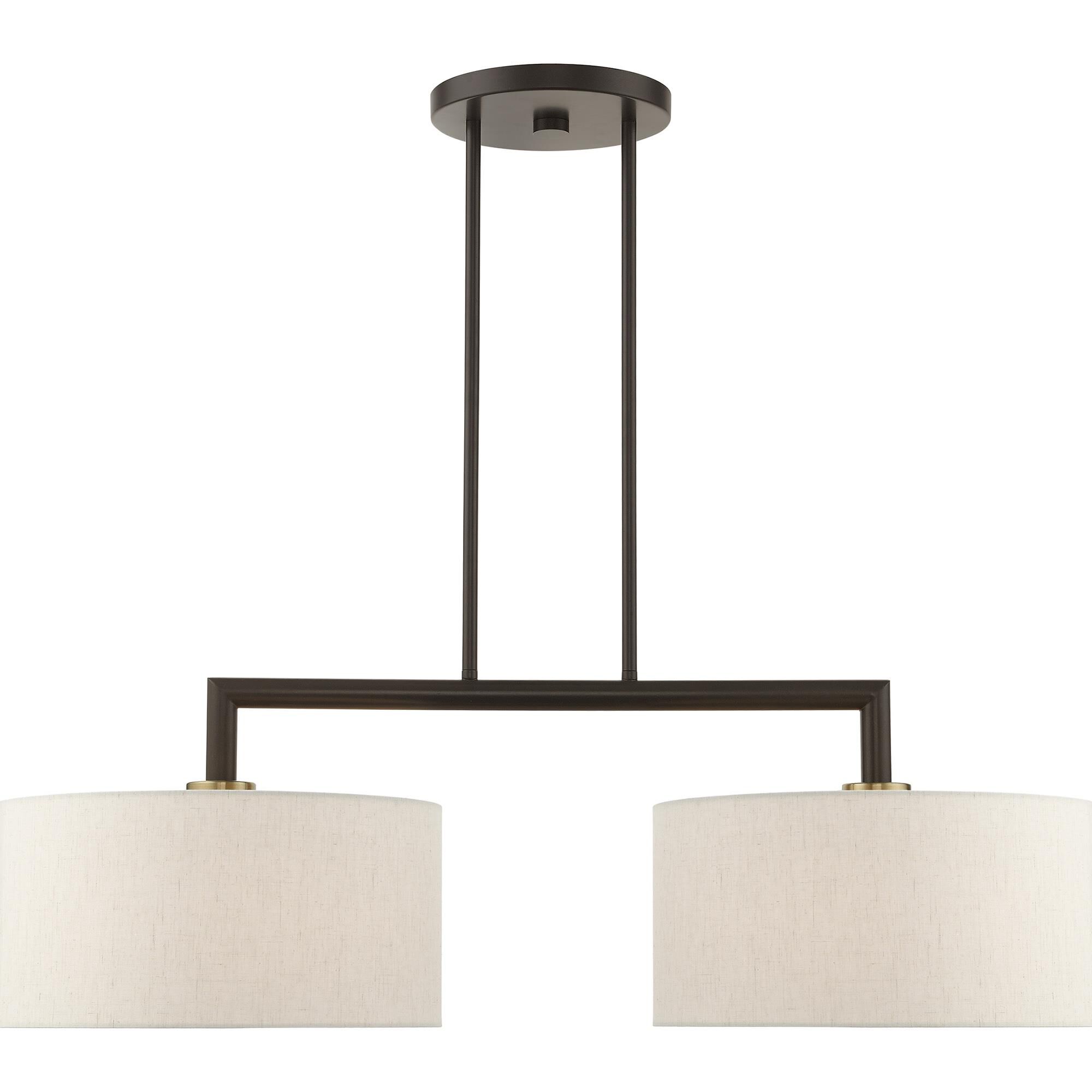 Shown in English Bronze finish and Hand Crafted Hardback  Completely Finished With Off-White Color Fabric Outside and Inside shade