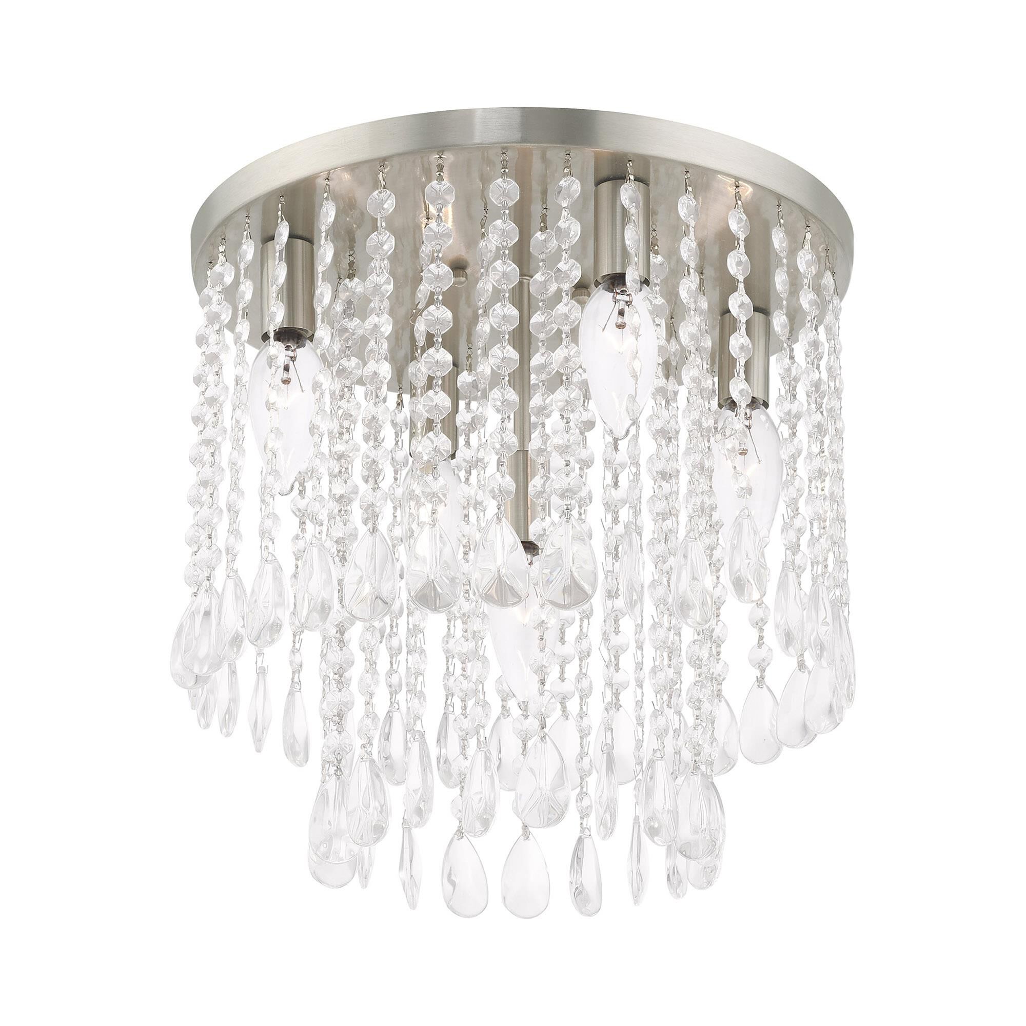 Shown in Brushed Nickel finish and Clear Crystals glass