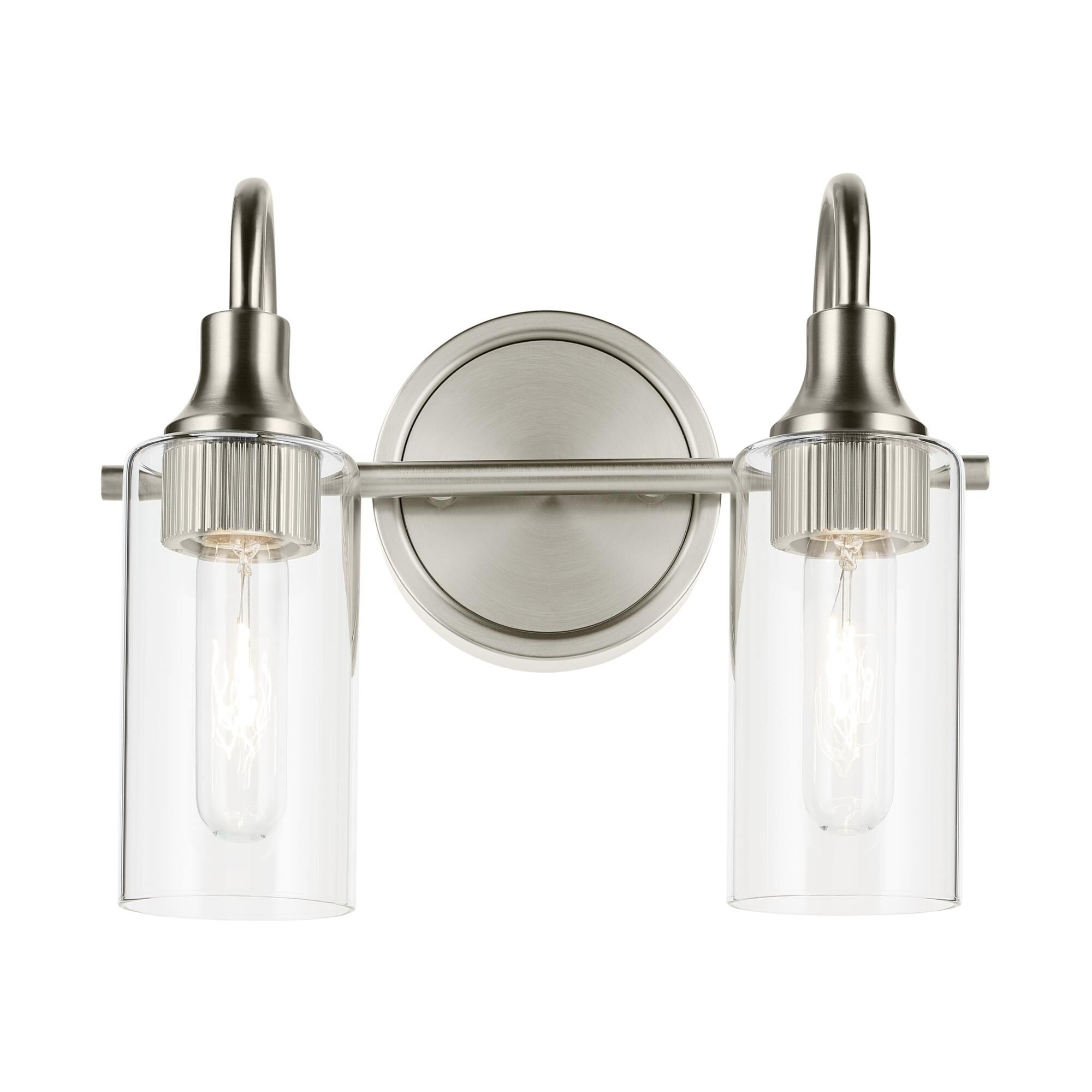Shown in Brushed Nickel finish and Clear glass