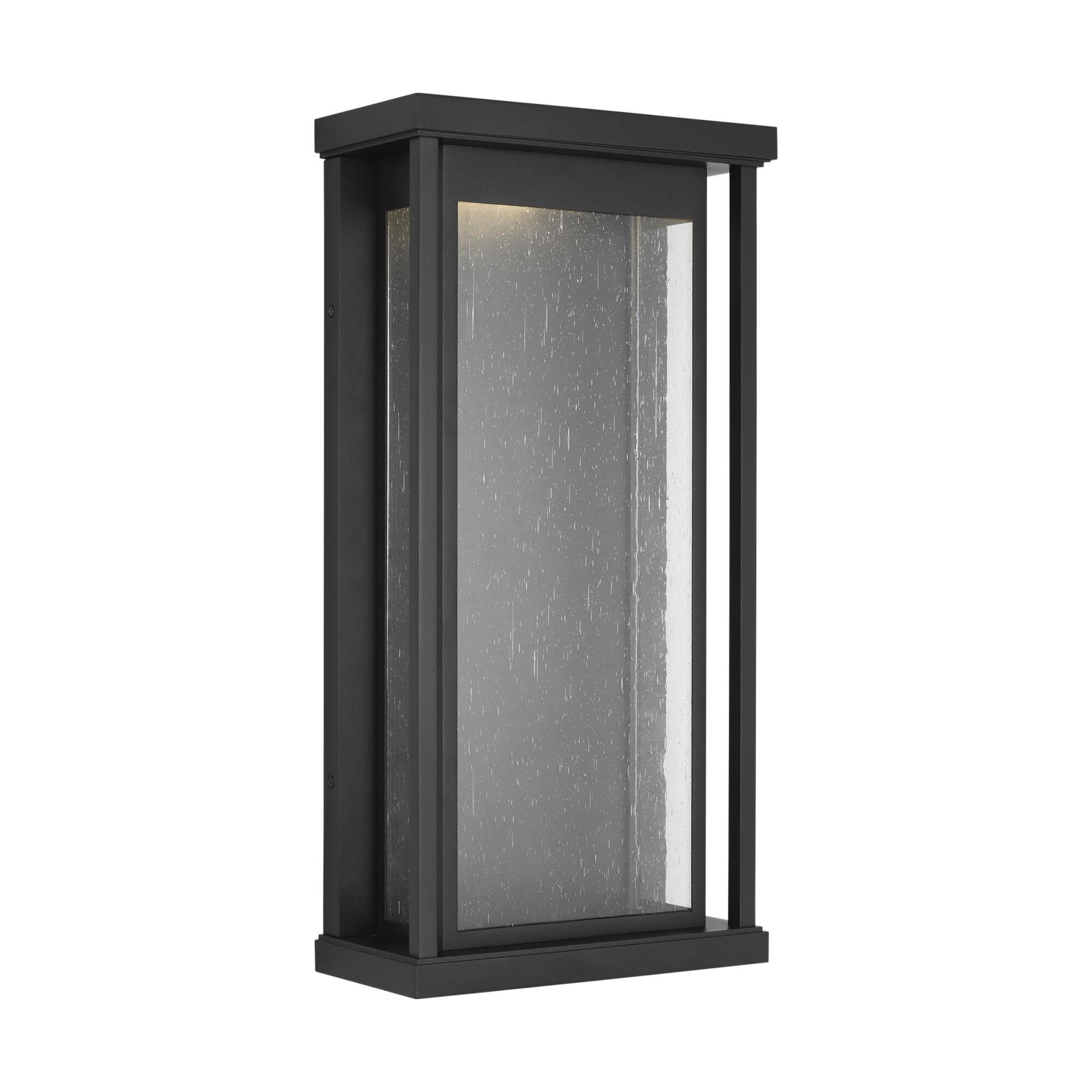 Shown in Textured Black finish and Clear Seeded Glass Panels shade