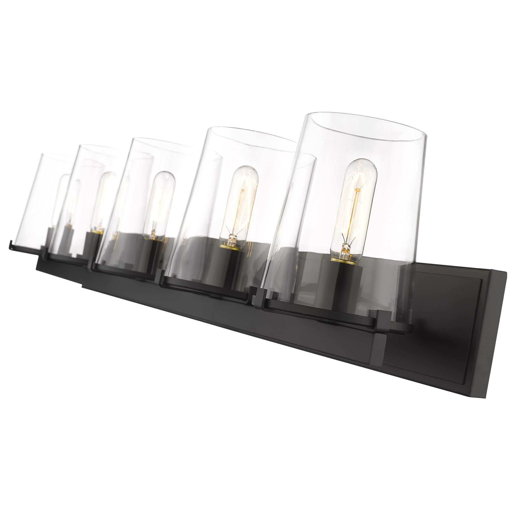 Shown in Matte Black finish and Glass shade