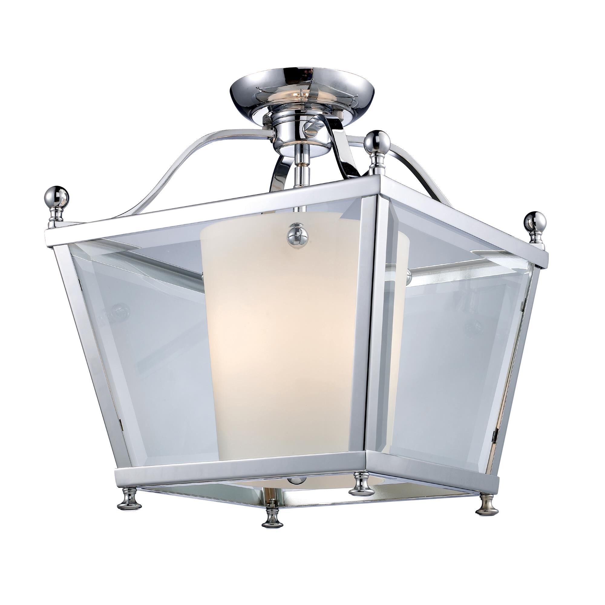 Shown in Chrome finish and Glass shade