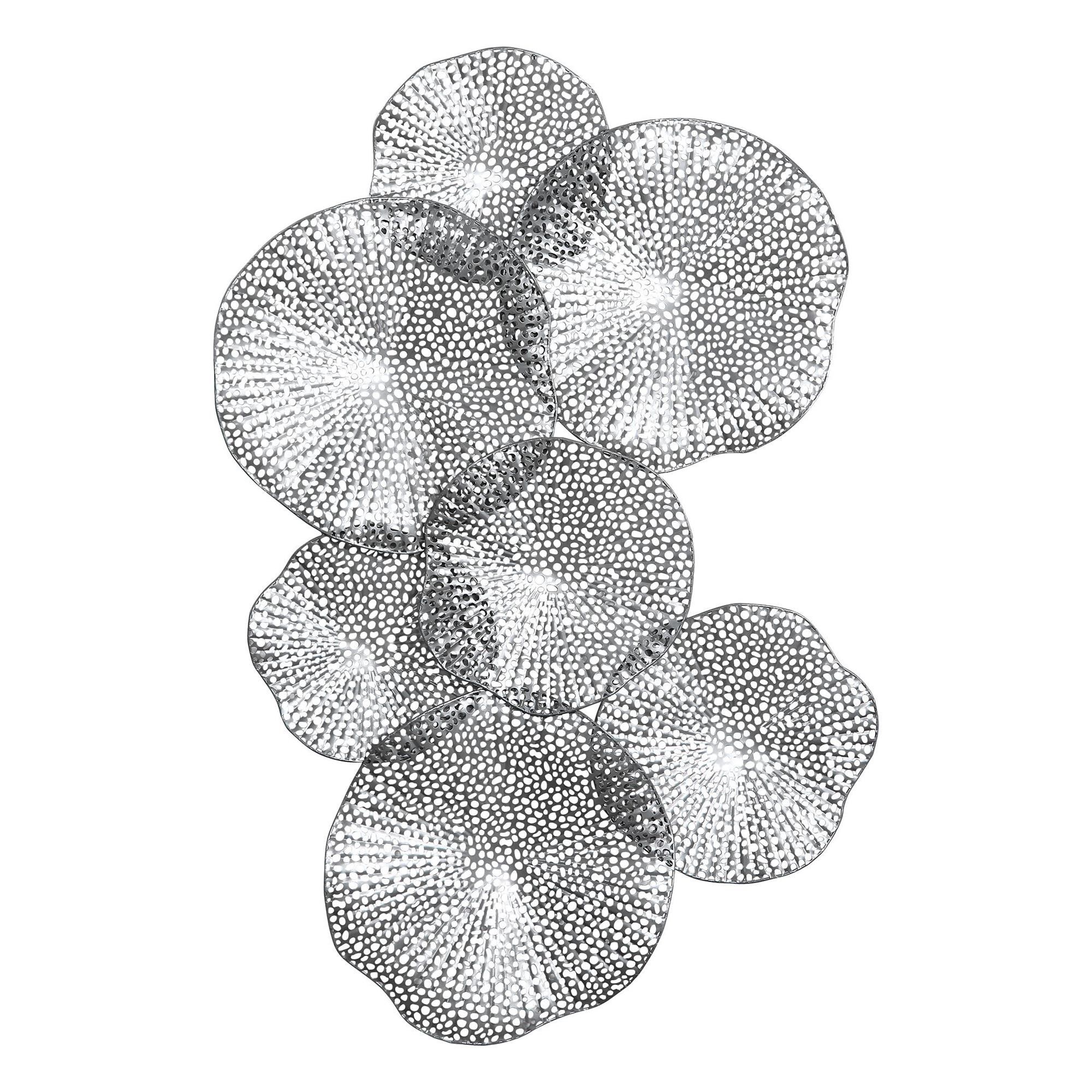 Shown in Resembling Layered Lotus Leaves, This Pierced Metal Wall Art Is Finished In A Metallic Pewter. May H finish