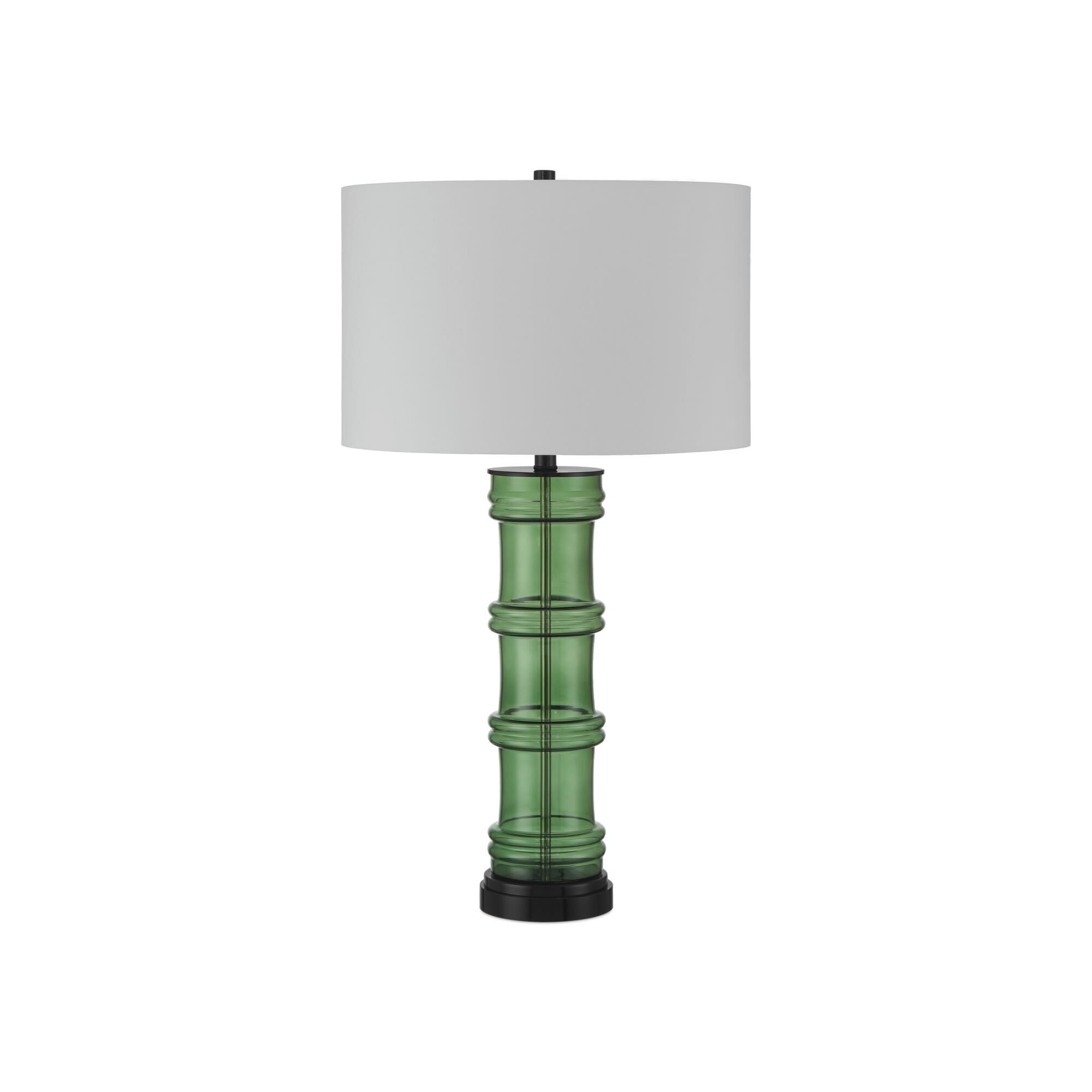 Shown in Green and Glossy Black finish and Gray Birch Polyester/Hardback/Rolled Edge shade
