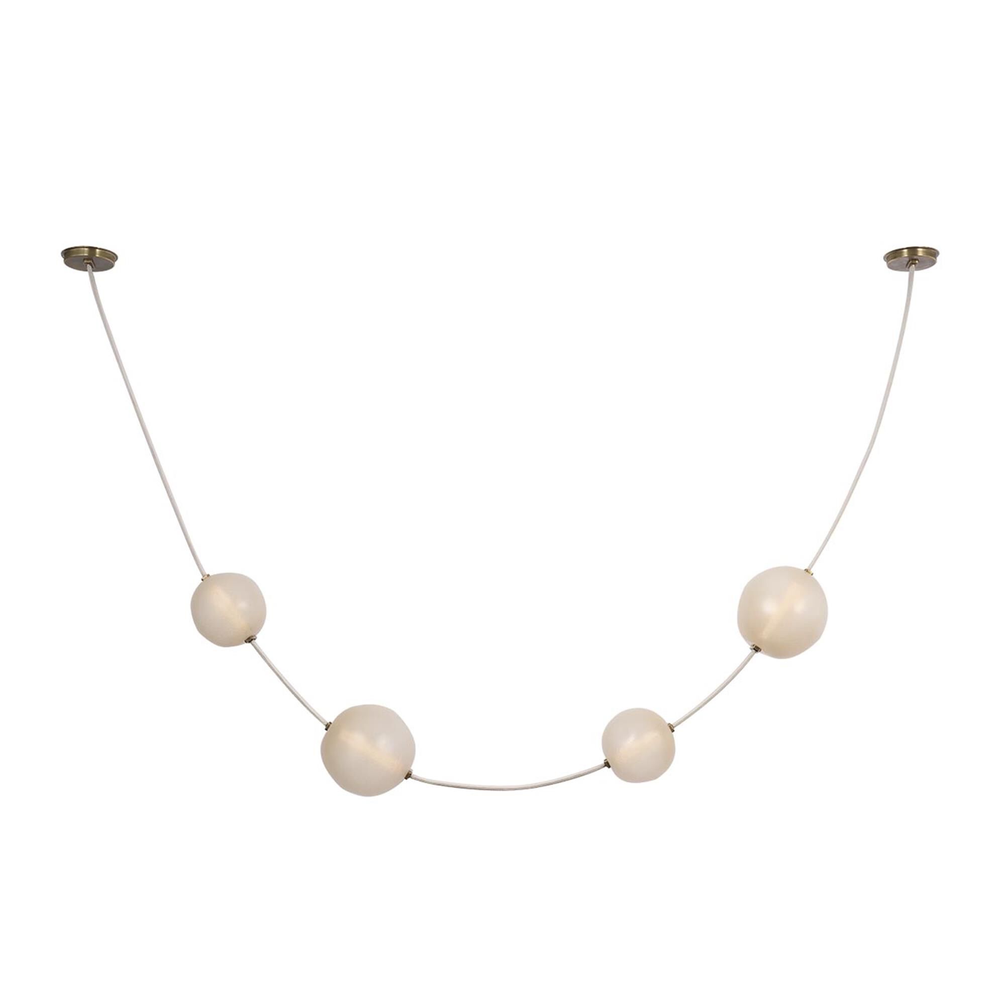Shown in Bone Suede And Mottled Brass finish and Fizzy Nude glass