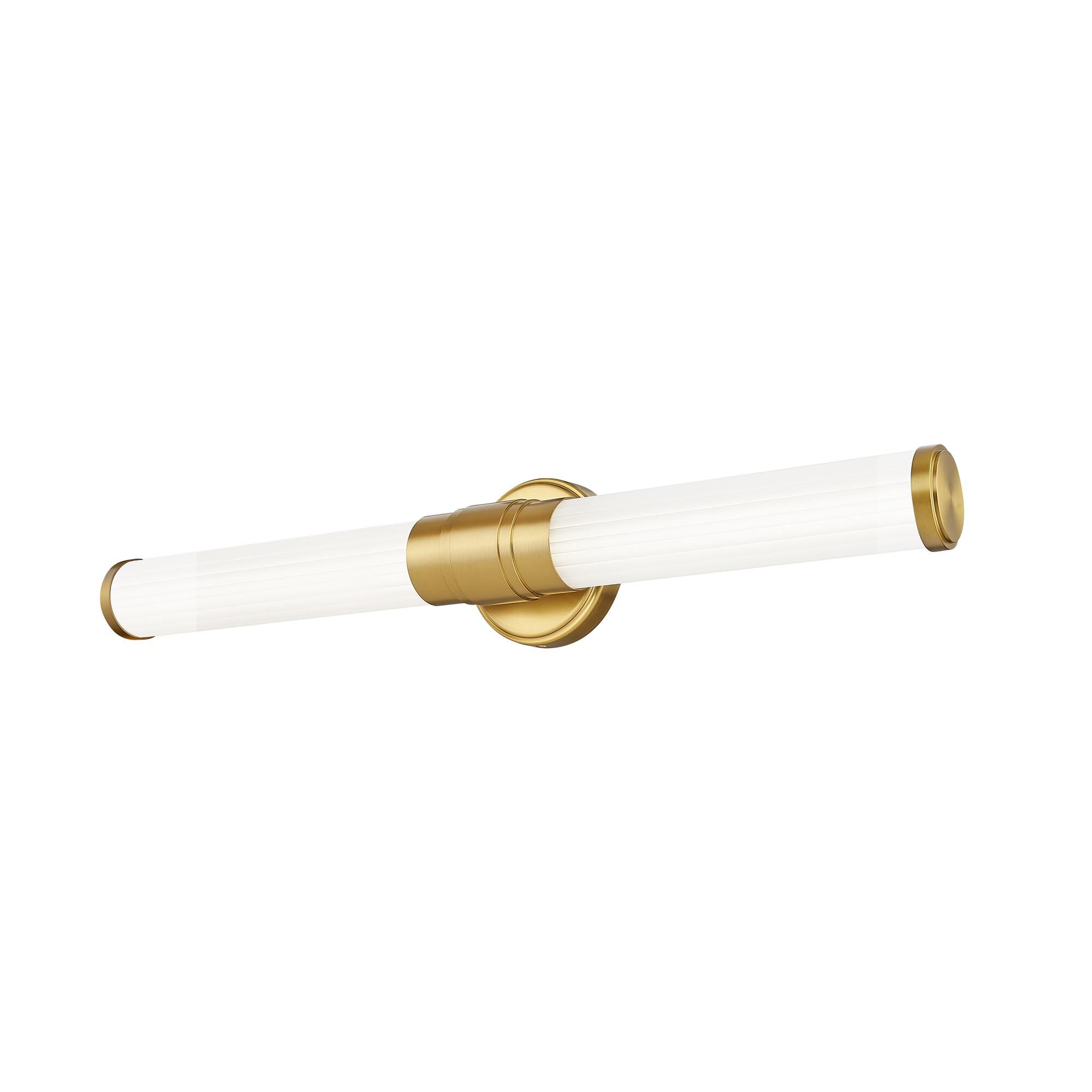 Shown in Modern Gold finish and Opal White glass and Opal White shade