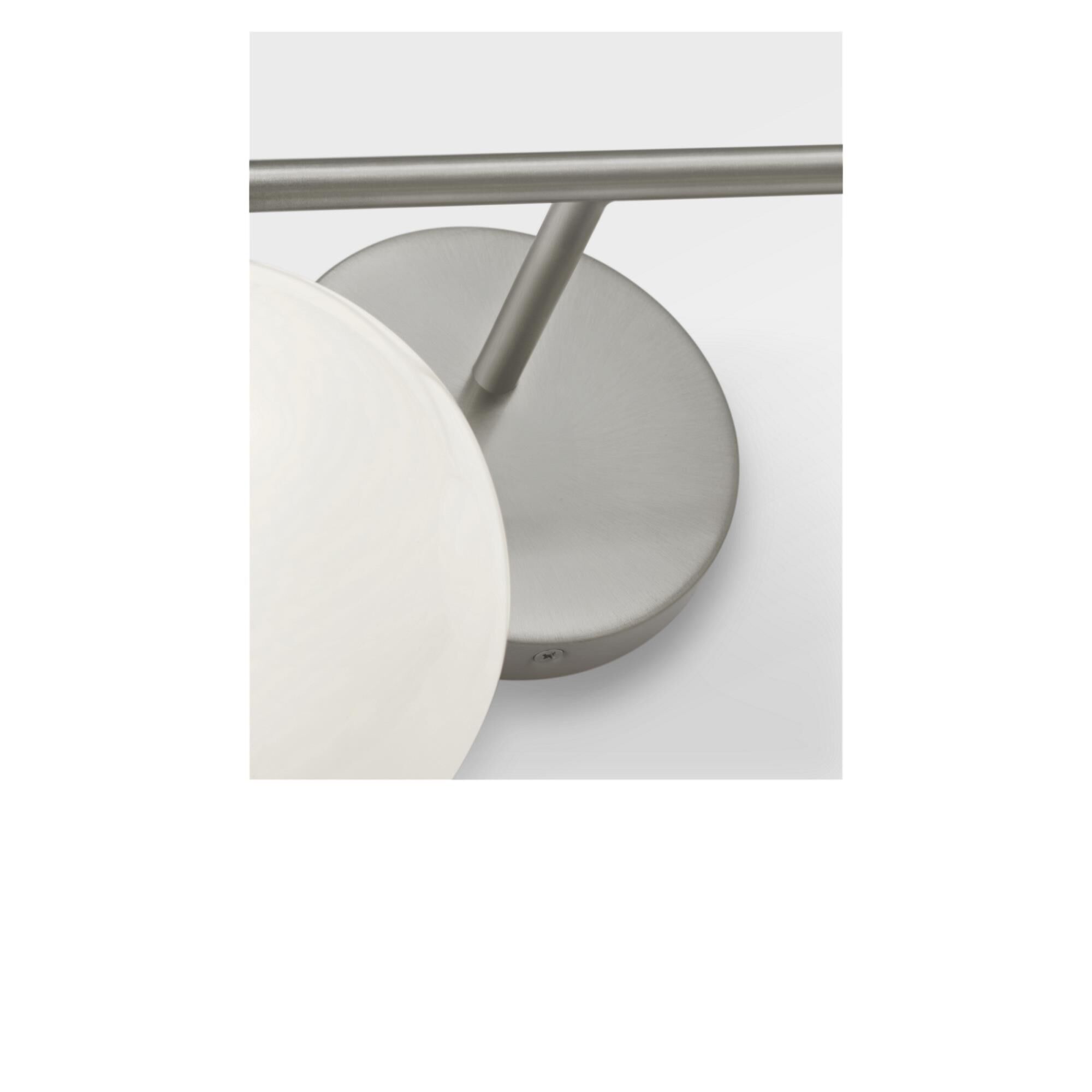 Shown in Brushed Nickel finish and Clear White glass