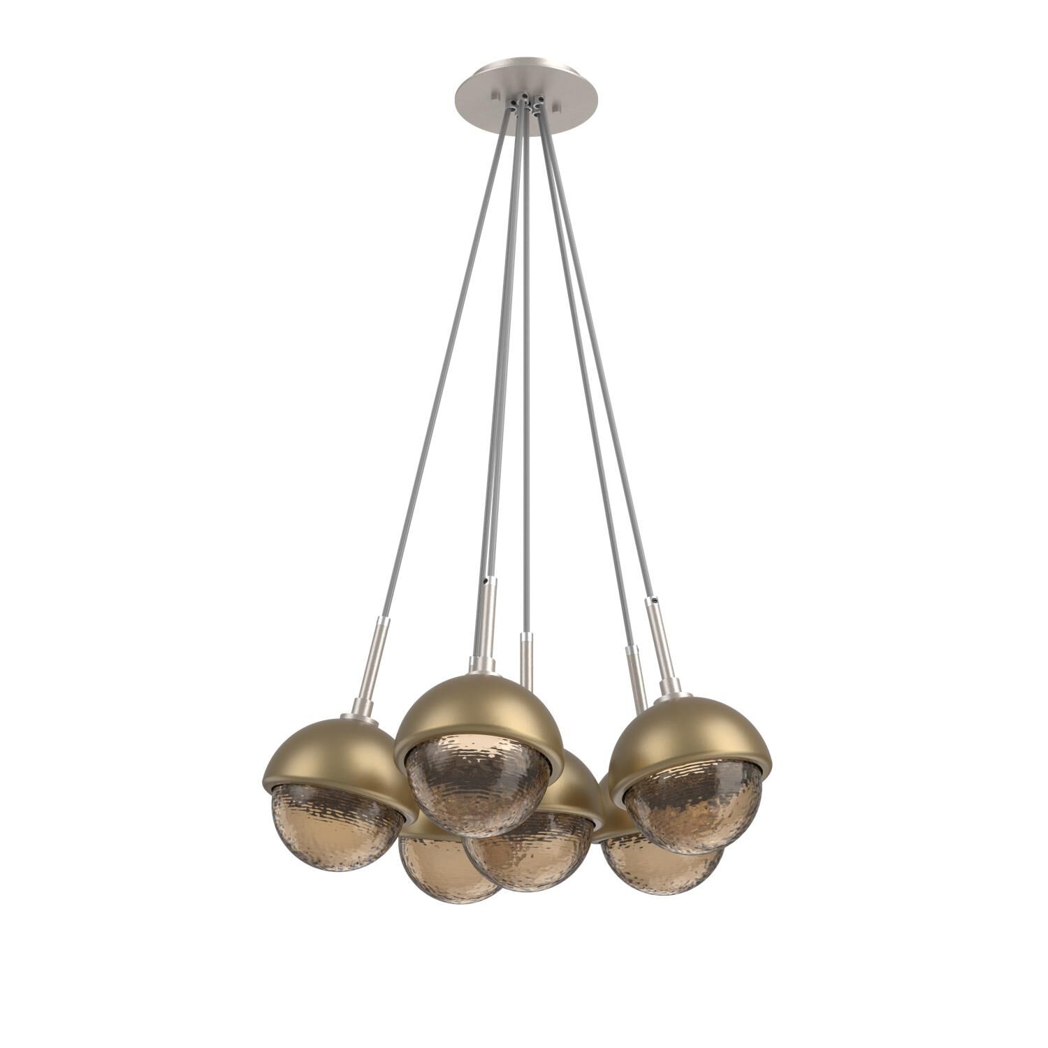 Shown in Beige Silver finish and Bronze glass and Gilded Brass accent