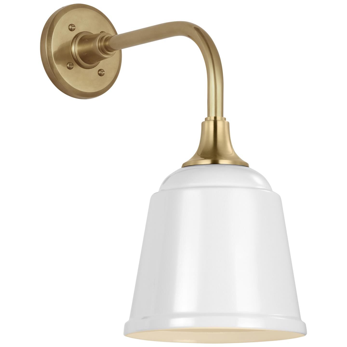 Shown in Hand-Rubbed Antique Brass finish and White Rockhouse shade