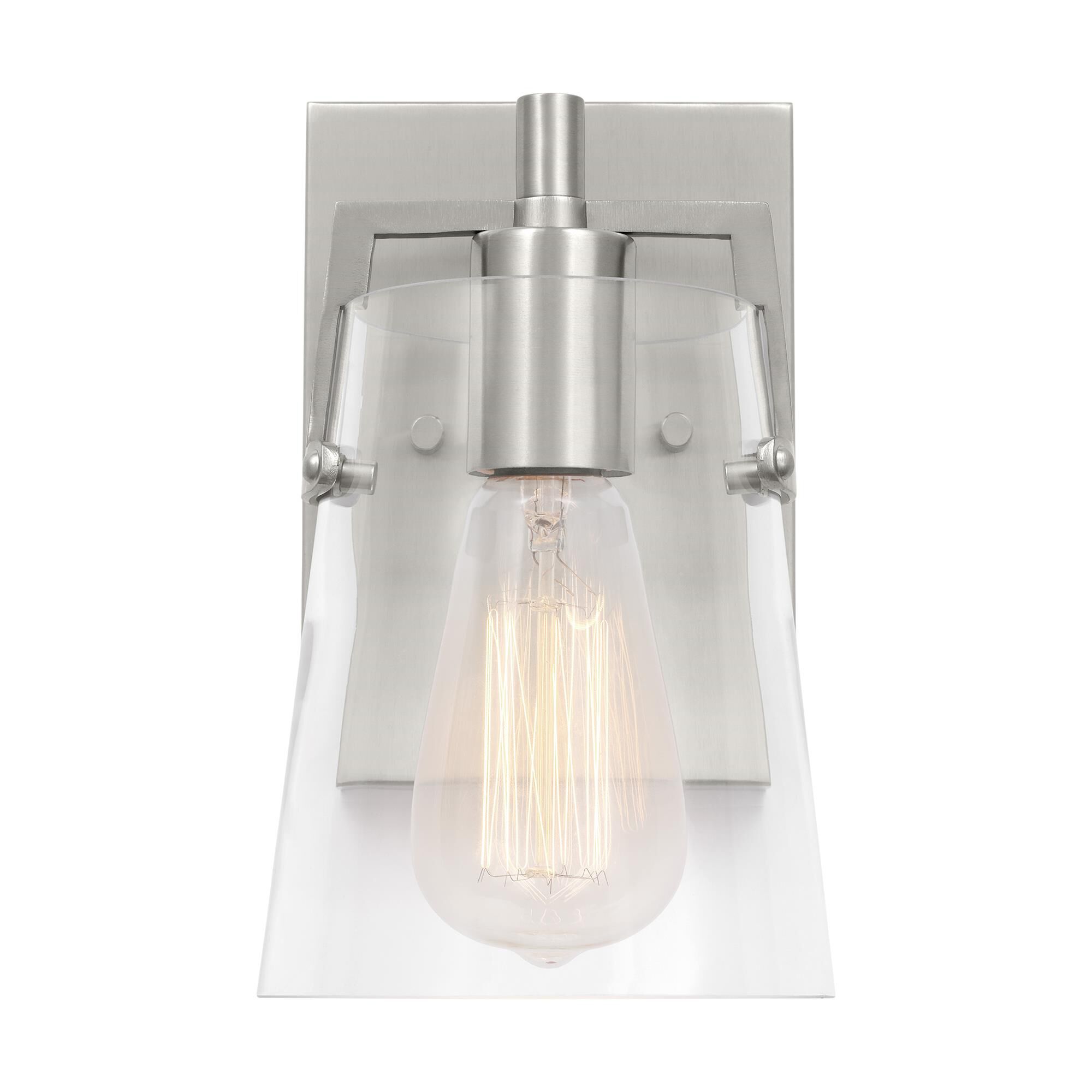 Shown in Brushed Steel finish and Clear Glass shade