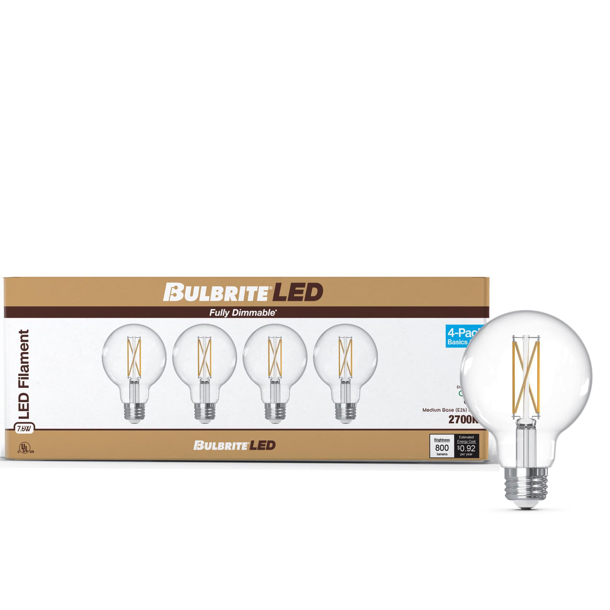 Clear G25 Base E26 2700K LED Light Bulb Pack of 4 by Bulbrite