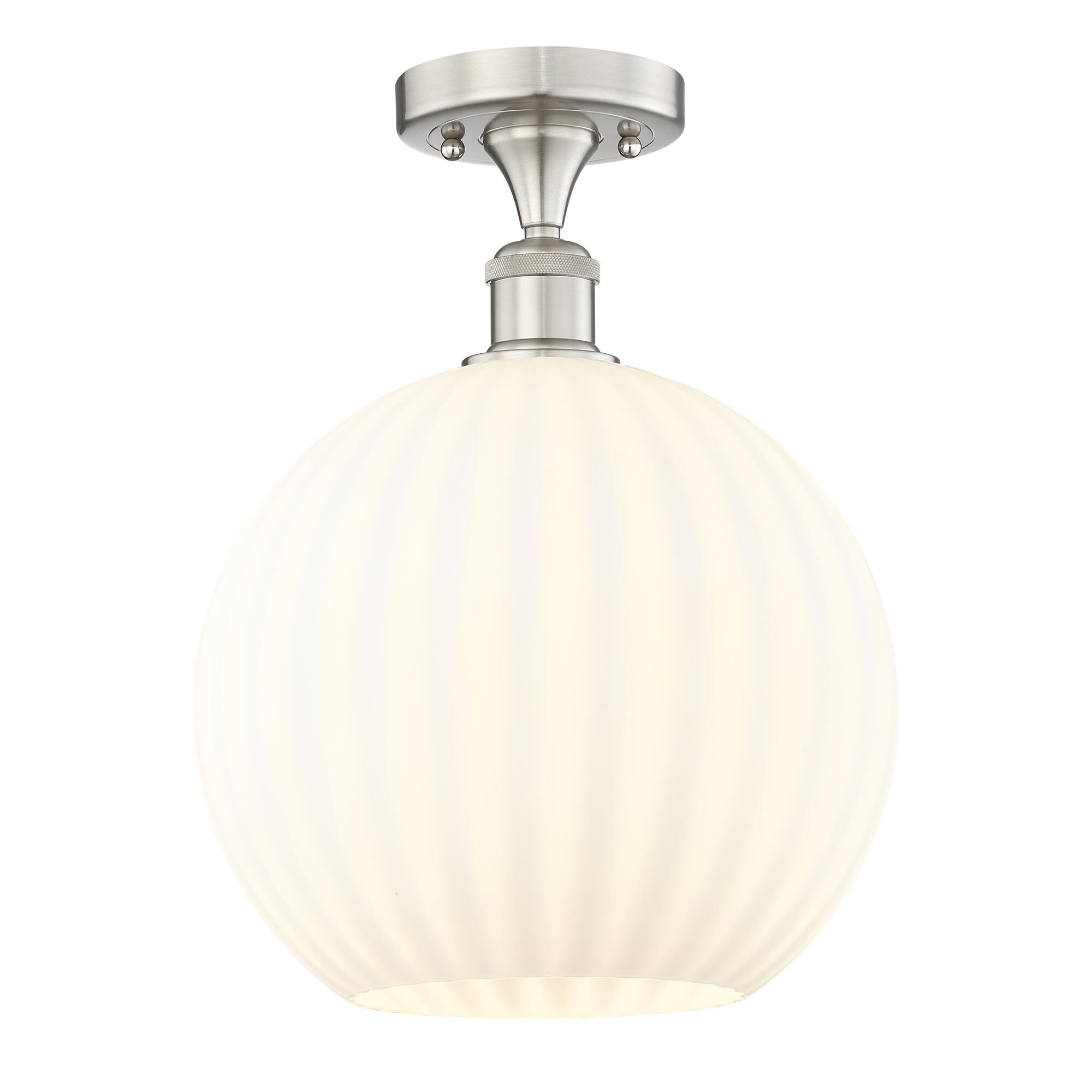 Shown in Brushed Satin Nickel finish and White Venetian glass