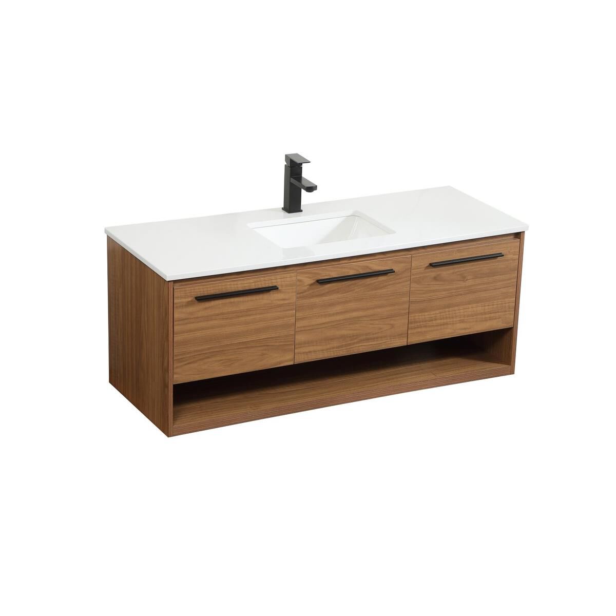 Shown in Walnut Brown finish and Without Backsplash accent