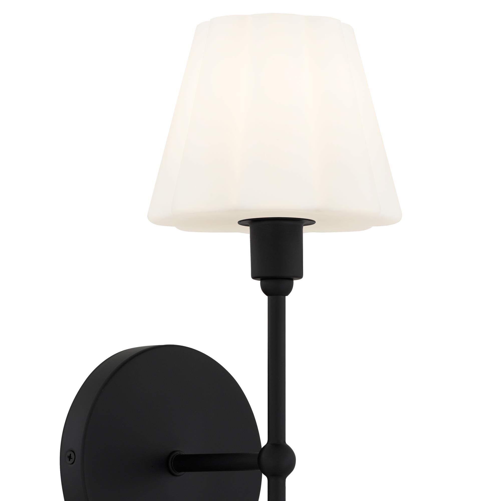 Shown in Matte Black finish and Opal Etched Glass shade