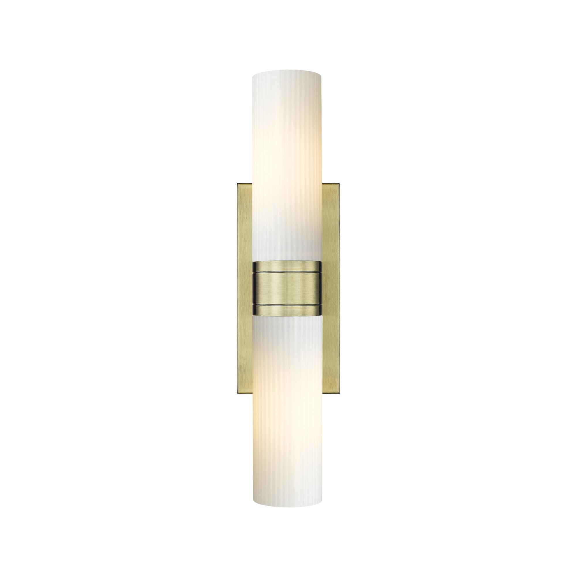 Shown in Antique Brass finish and Striped White glass