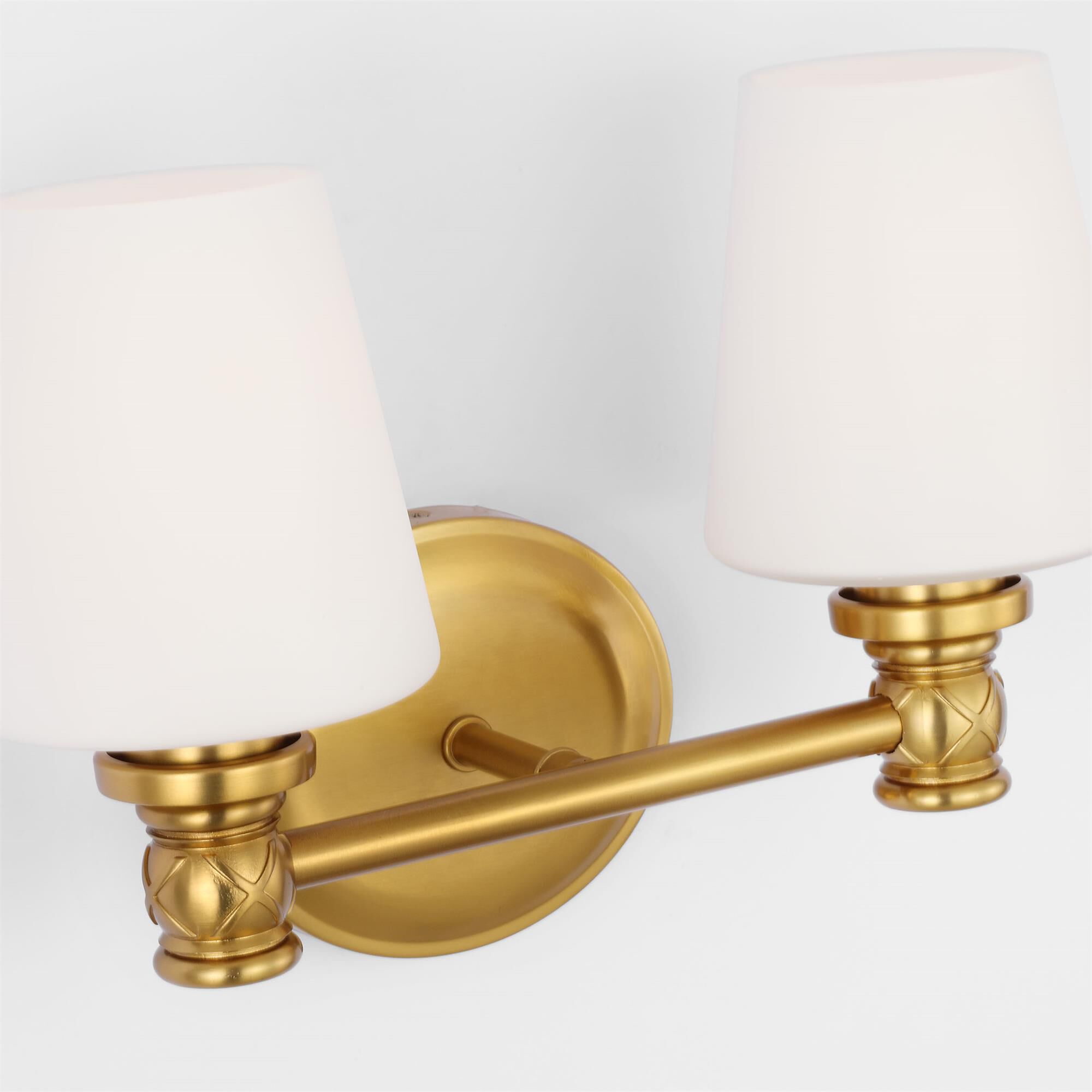 Shown in Burnished Brass finish and Opal Etched Cased glass