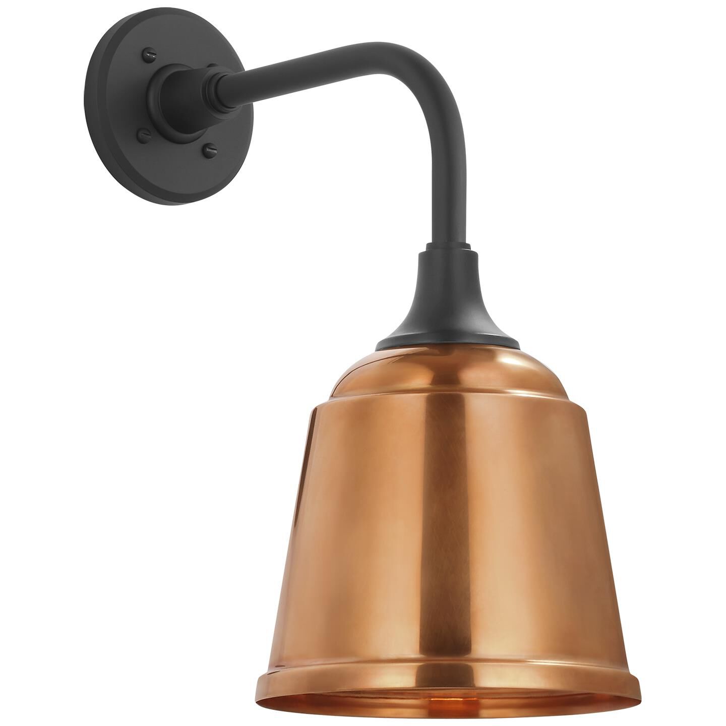 Shown in Matte Black finish and Soft Copper Rockhouse shade