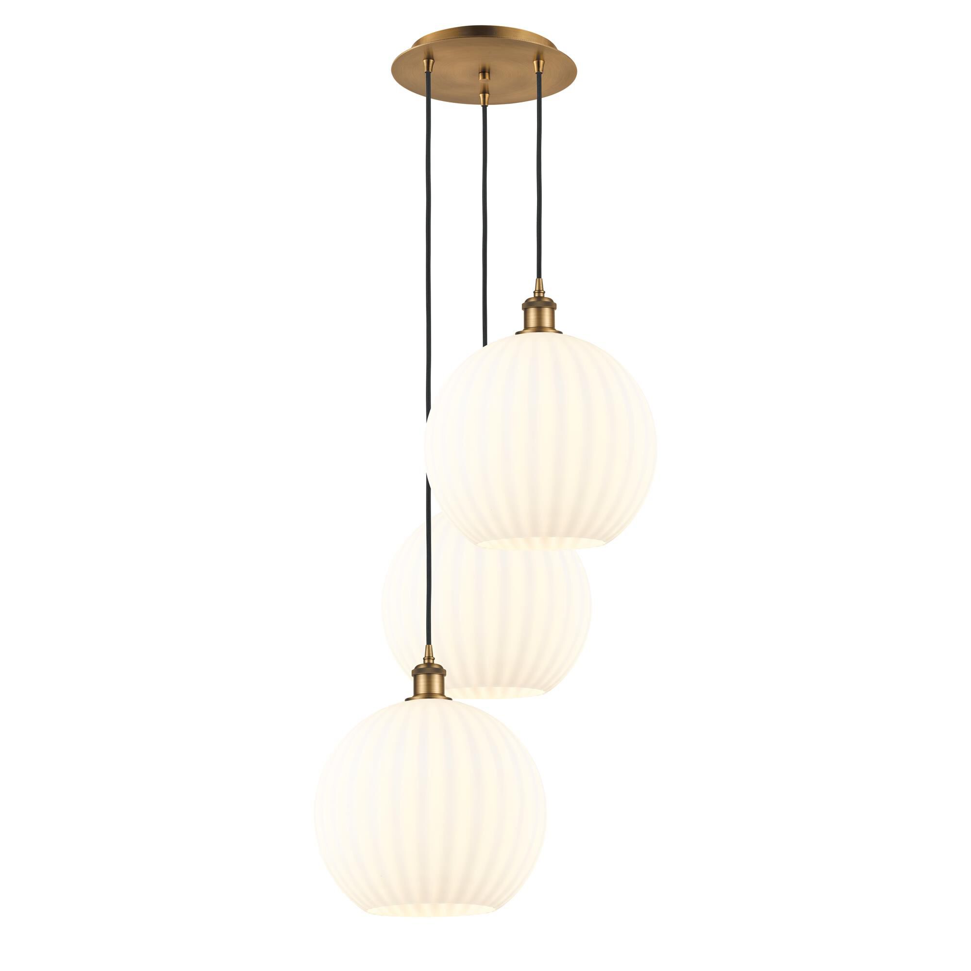 Shown in Brushed Brass finish and White Venetian glass