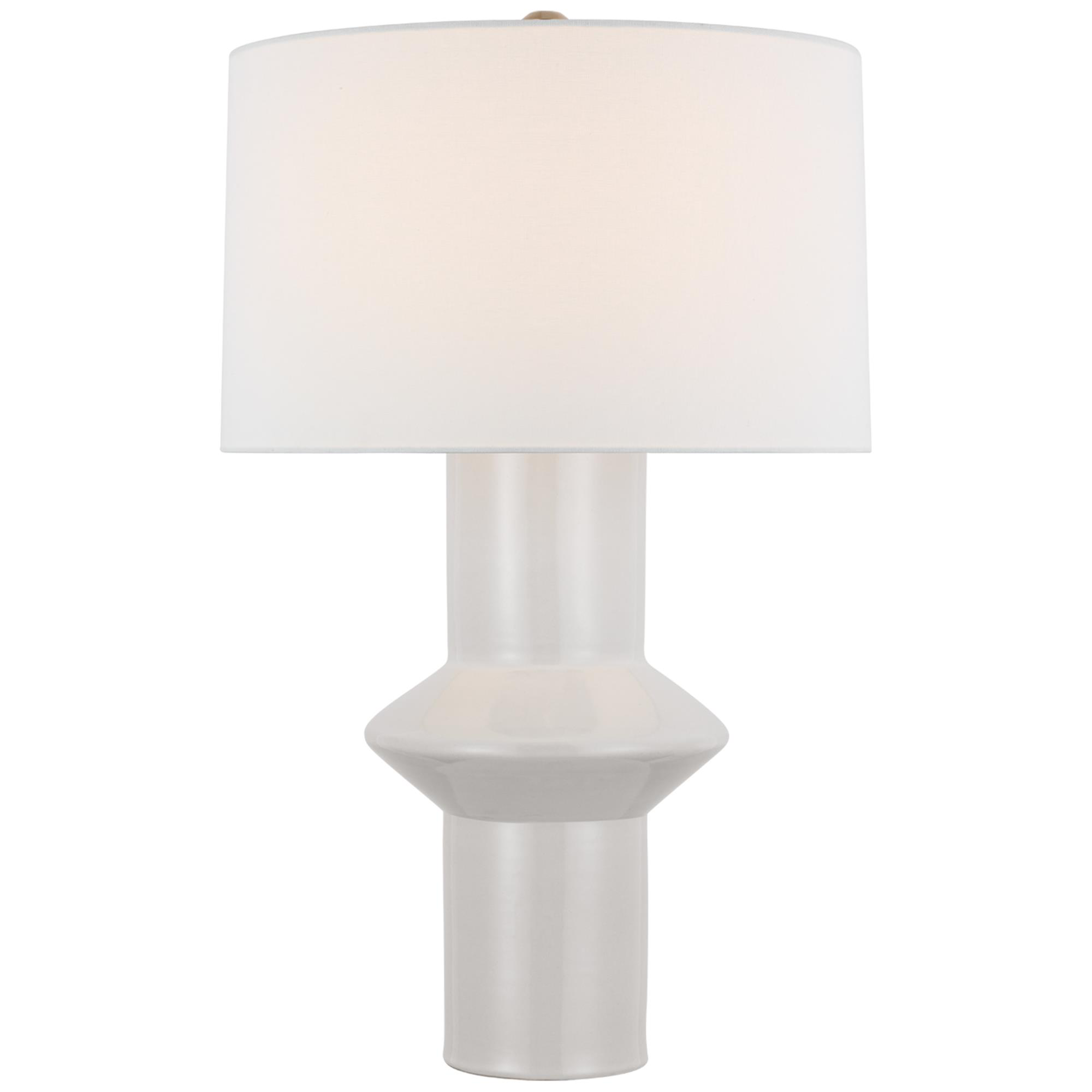Shown in New White finish and Linen shade