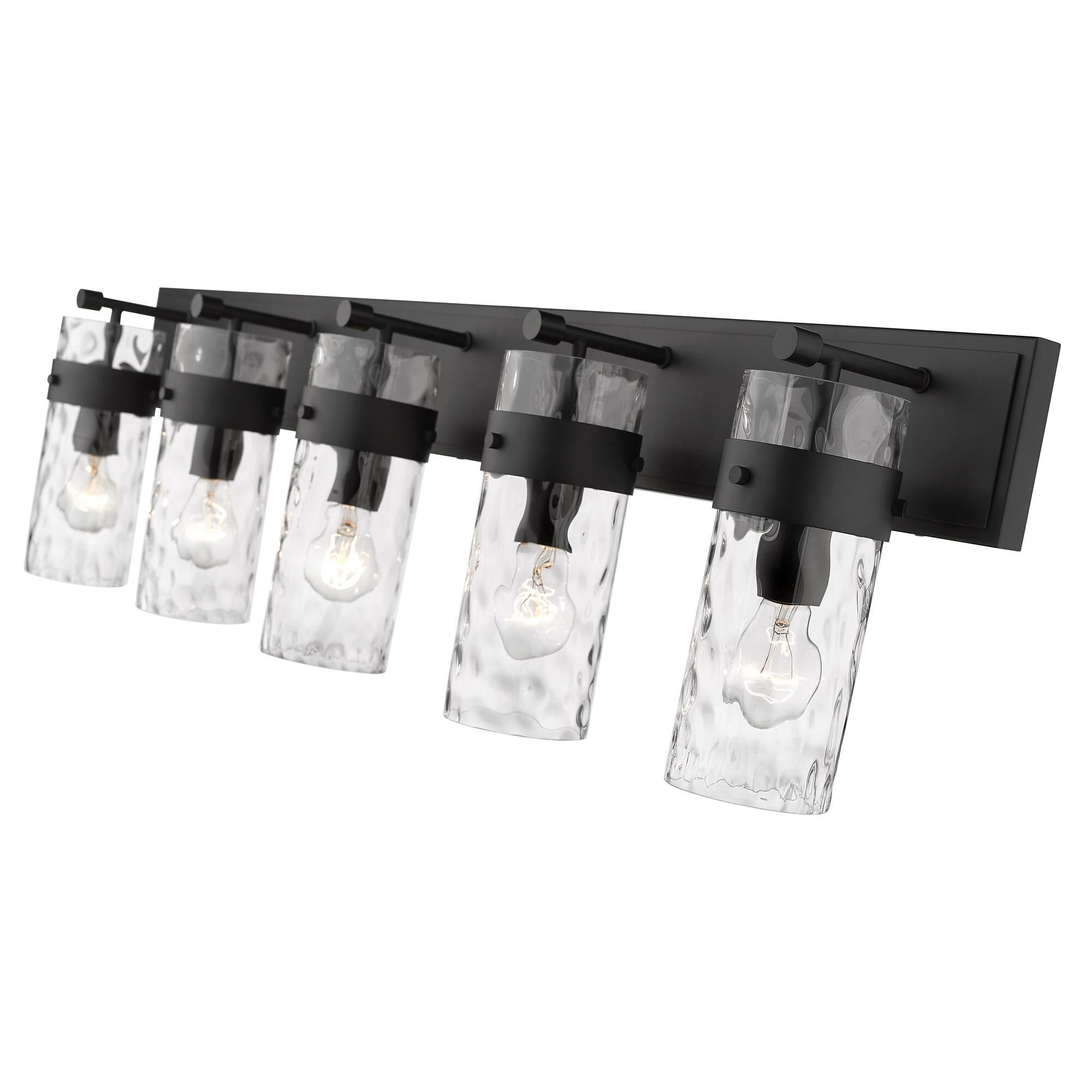Shown in Matte Black finish and Glass shade