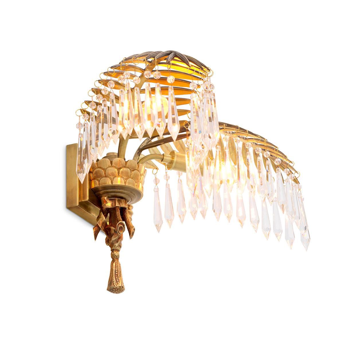 Shown in Antique Brass finish and Crystal glass
