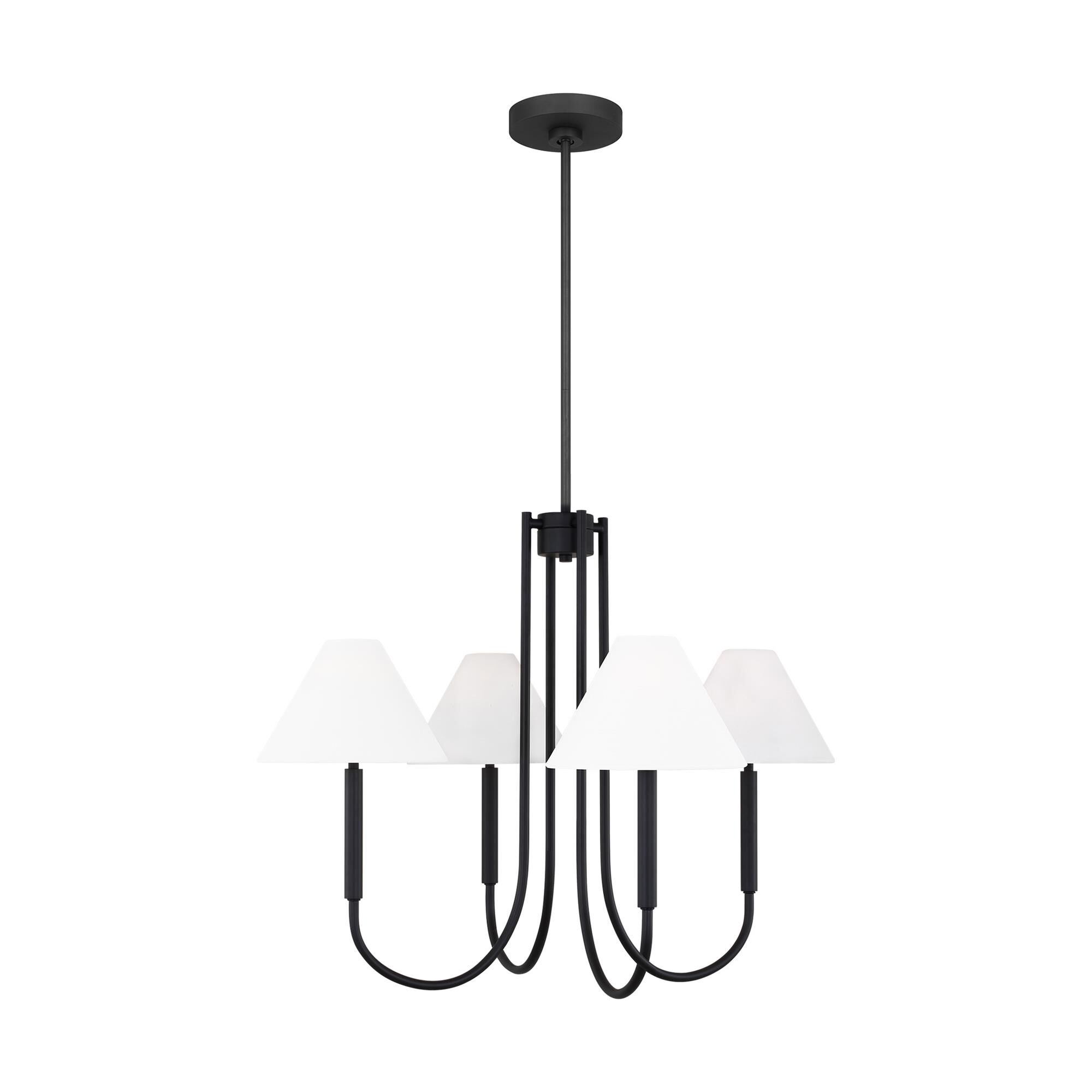 Shown in Midnight Black finish and White Linen Fabric s shade