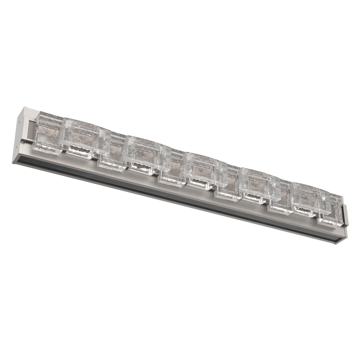 Shown in Beige Silver finish and Rough Seedy glass and Dark Oak accent