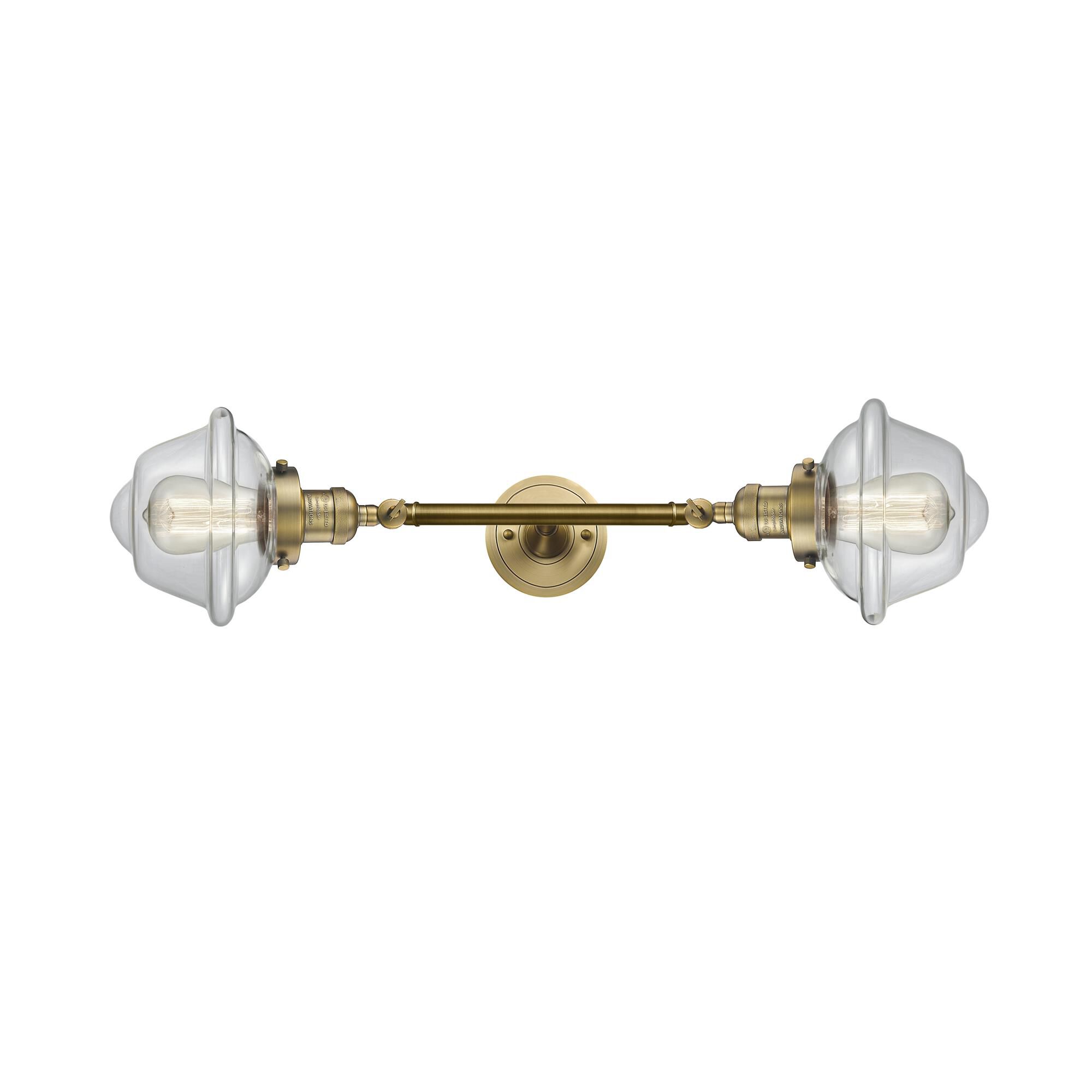 Shown in Brushed Brass finish and Clear glass