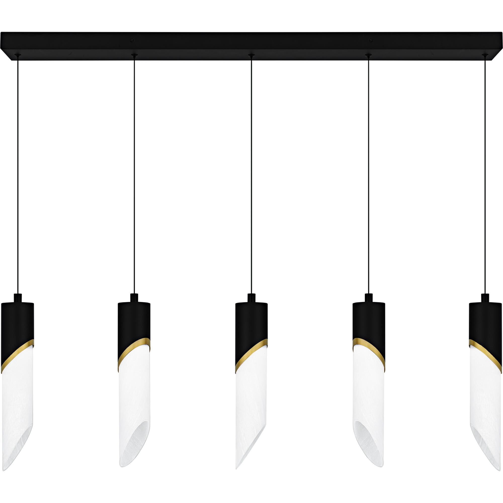 Shown in Matte Black finish and Alabaster Glass shade