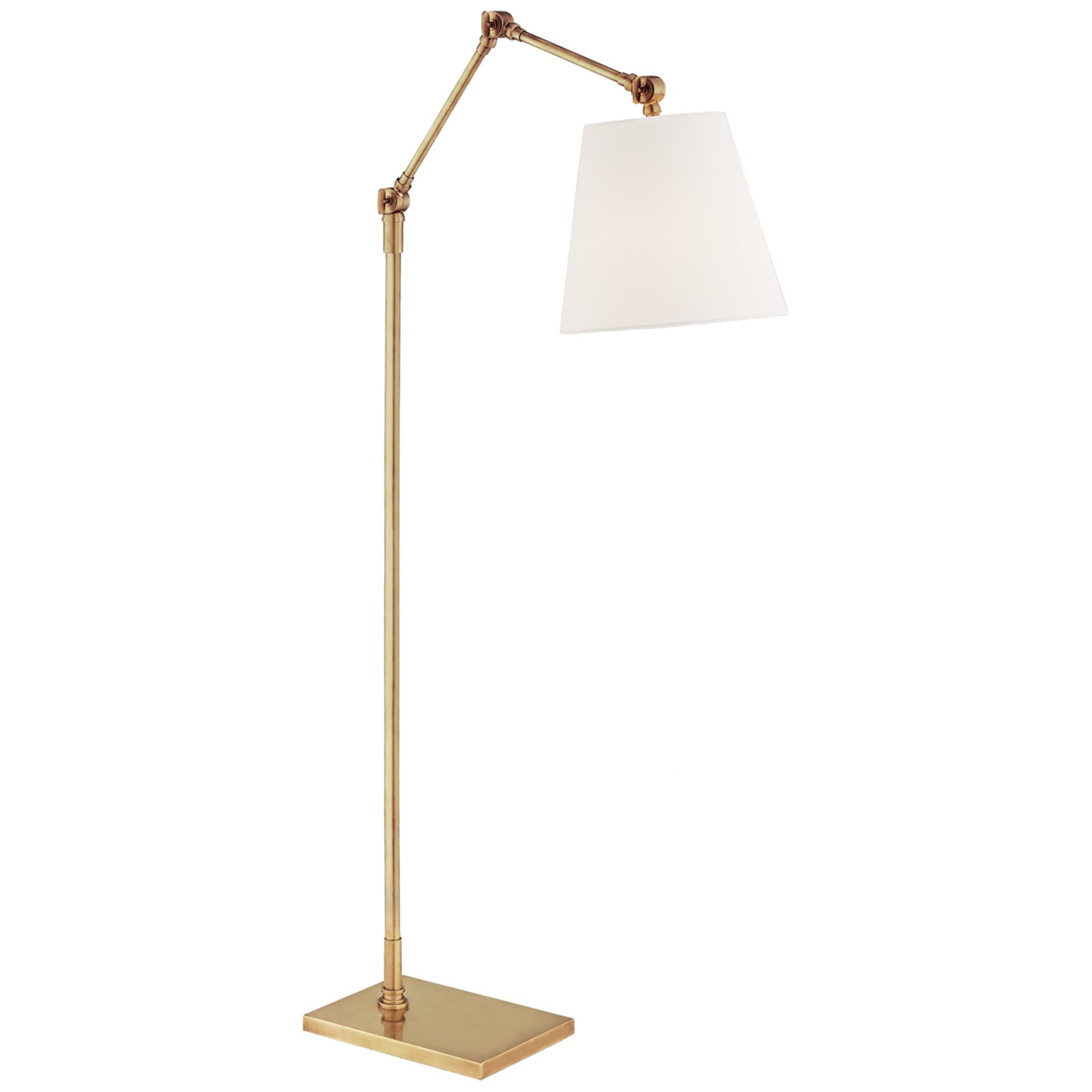 Shown in Hand-Rubbed Antique Brass finish and Linen shade