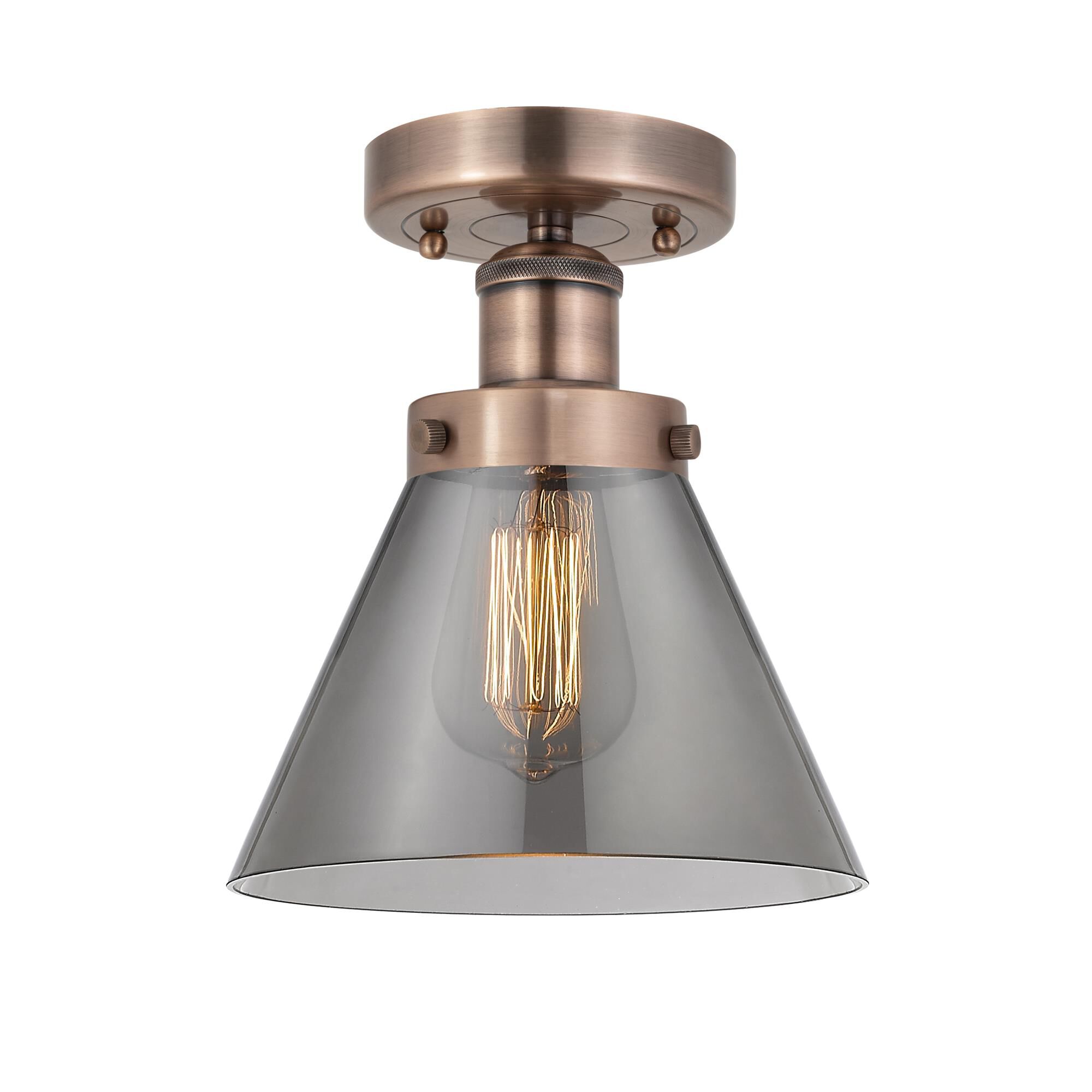 Shown in Antique Copper finish and Plated Smoke glass