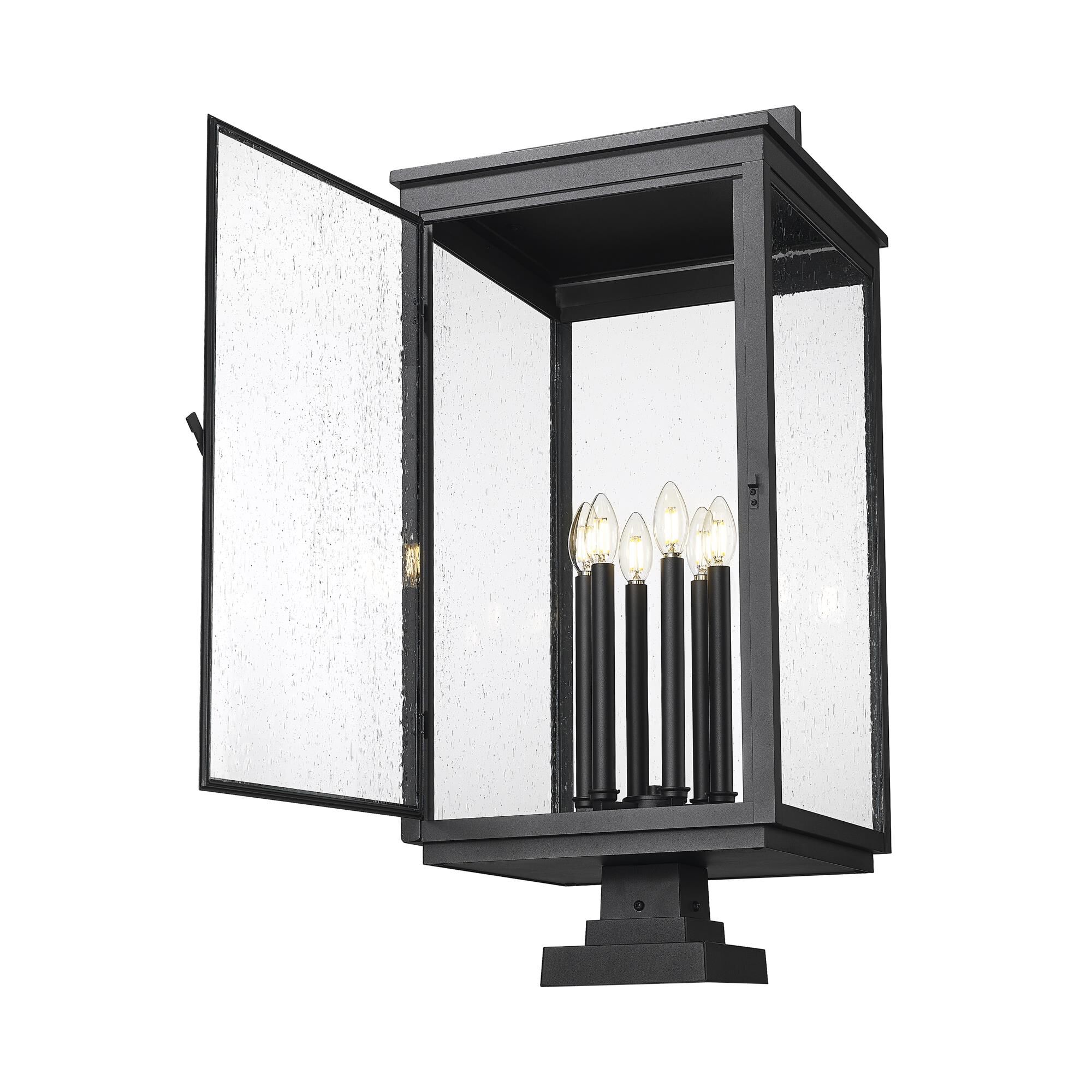 Shown in Sand Black finish and Clear Seedy glass and Clear Seedy shade