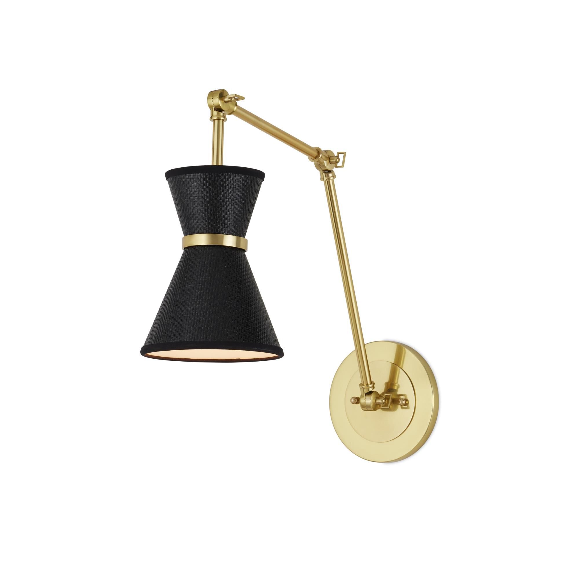 Shown in Polished Brass and Black finish and Black Paper shade