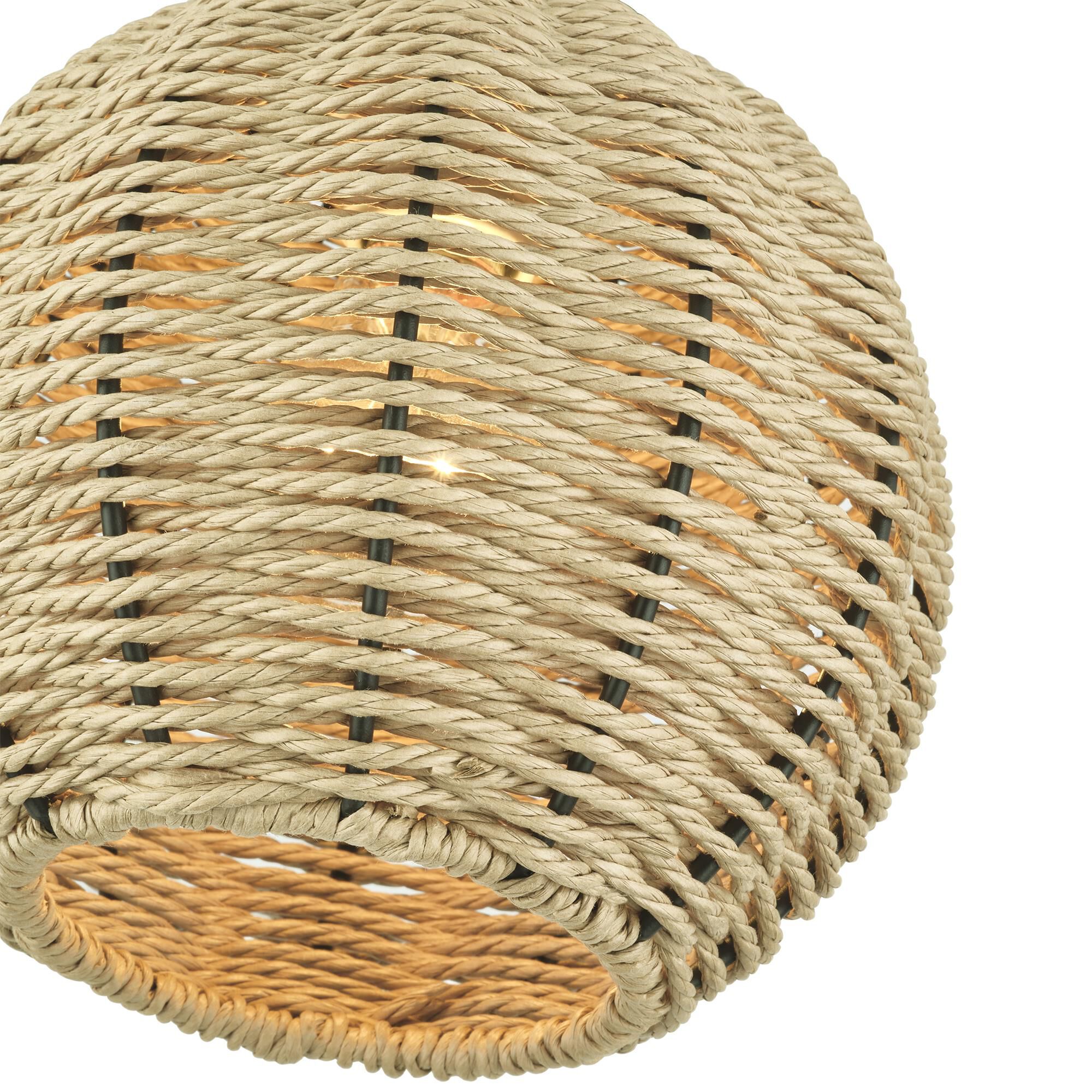 Shown in Bronze finish and Hand-Woven French Beige Paper Rope shade