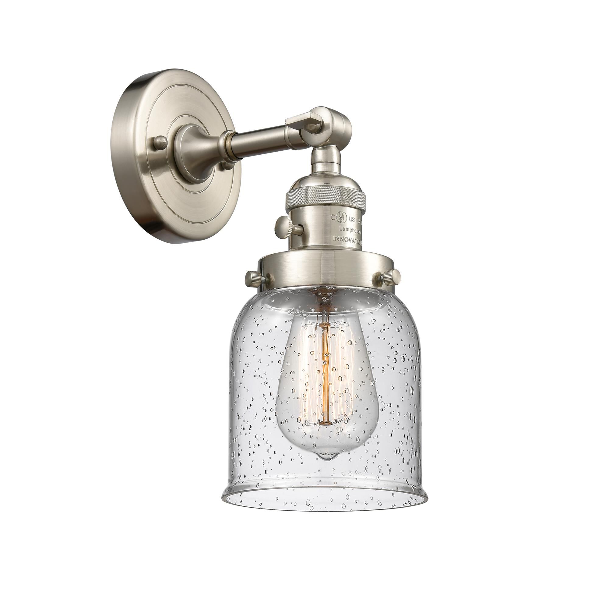 Shown in Brushed Satin Nickel finish and Seedy glass